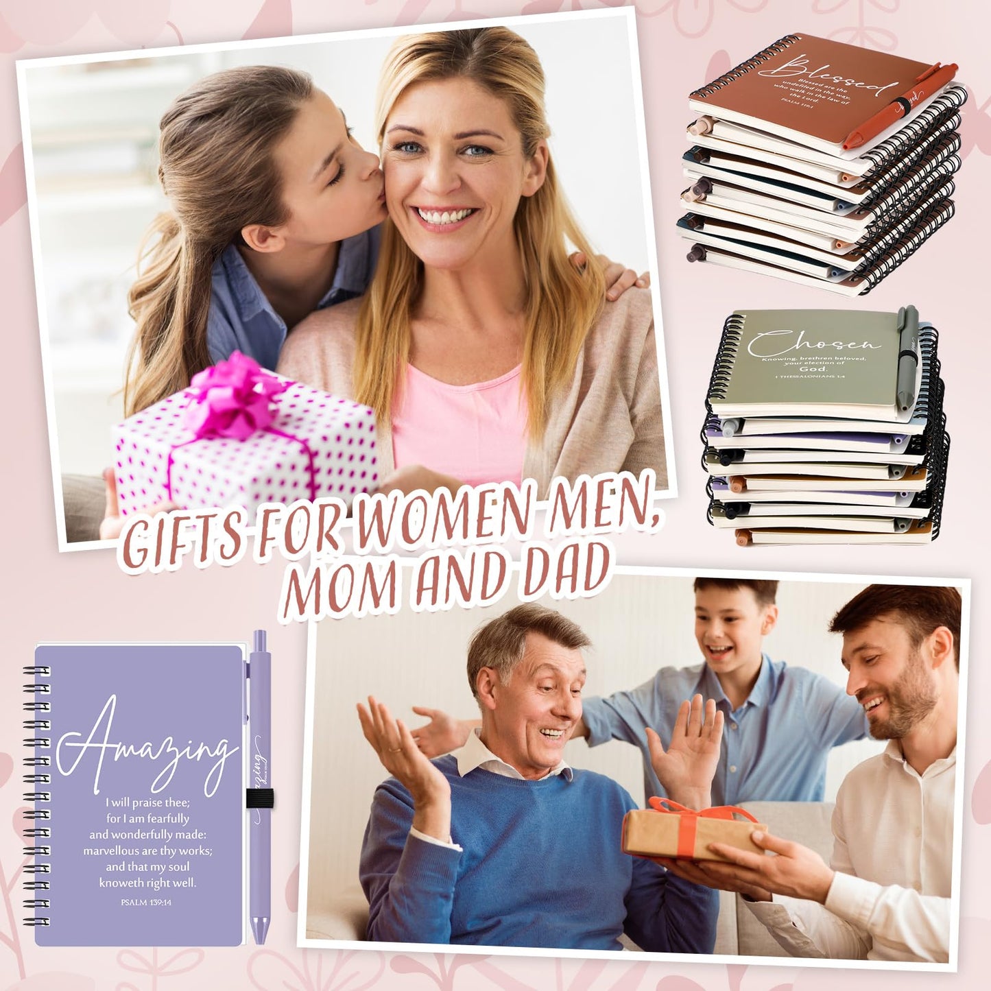 Kosiz 24 Sets Christian Gifts Bulk Christian Notebooks with Pens Inspirational Prayer Journals Bulk A6 Spiral Small Notepads for Women Men Church Members Bible Study Groups (Fresh Color)