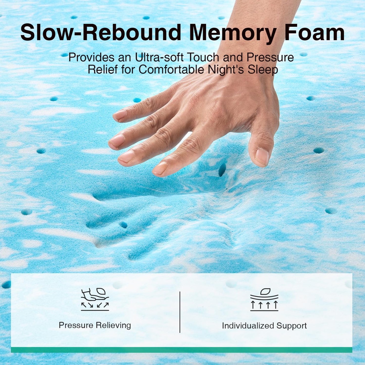 Novilla Mattress Topper Queen Size - 2 Inch Cooling Memory Foam Mattress Topper, Slow-Rebound Pressure Relief, Soft Comfort