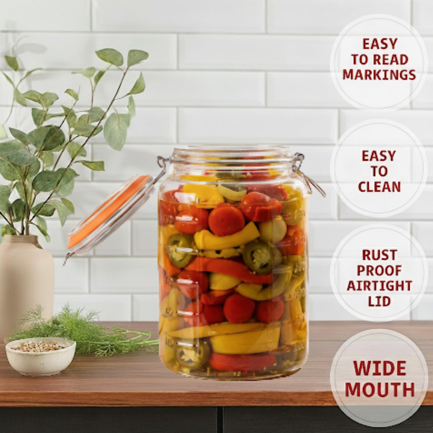 kitchentoolz 2-Pack 1-Gallon Mason Glass Fermenting Jars with Airlock Lids – Wide Mouth with Ounce & Milliliter Markings for Mead, Kombucha, Beer, Wine & Pickling
