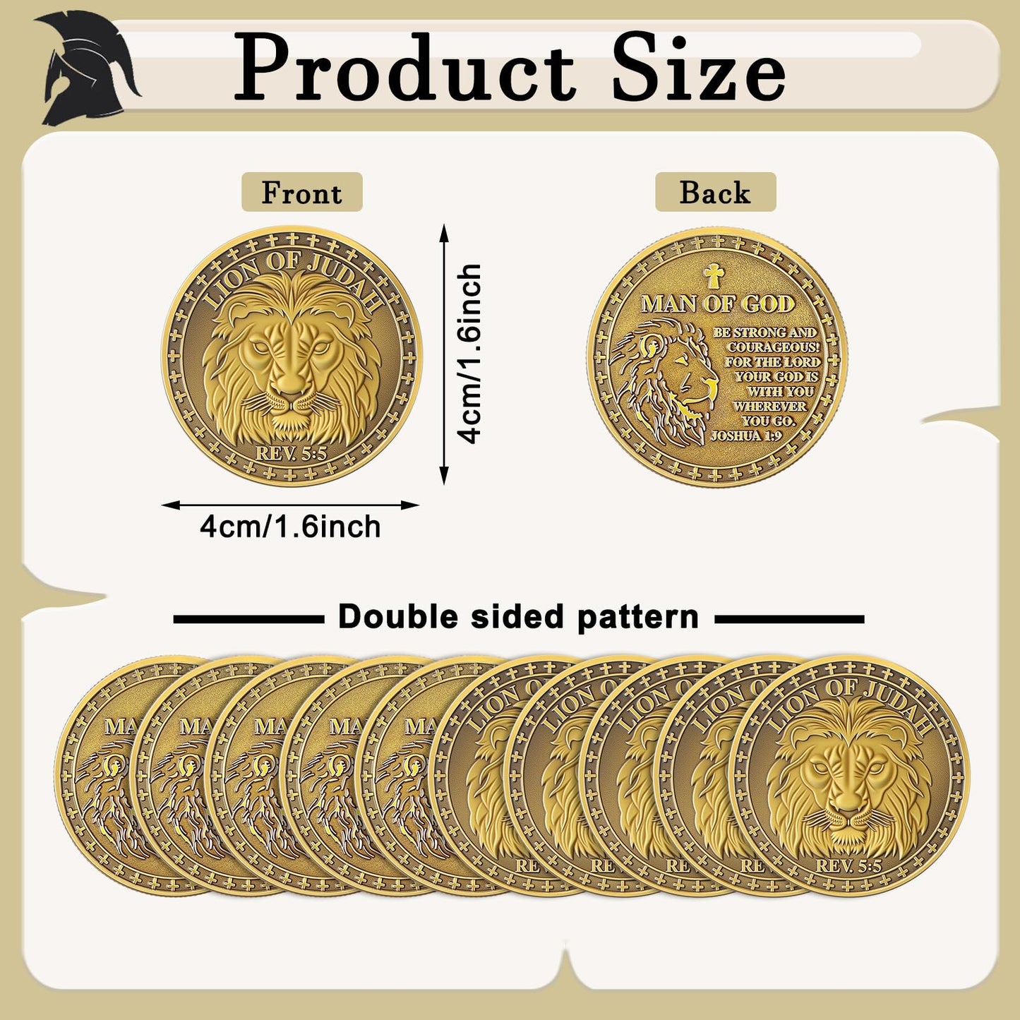Siifert 20 Pcs Christian Lion of Judah Coin Religious Man of God Tokens Coins Funny Christian Gifts Challenge Pocket Token for Prayer