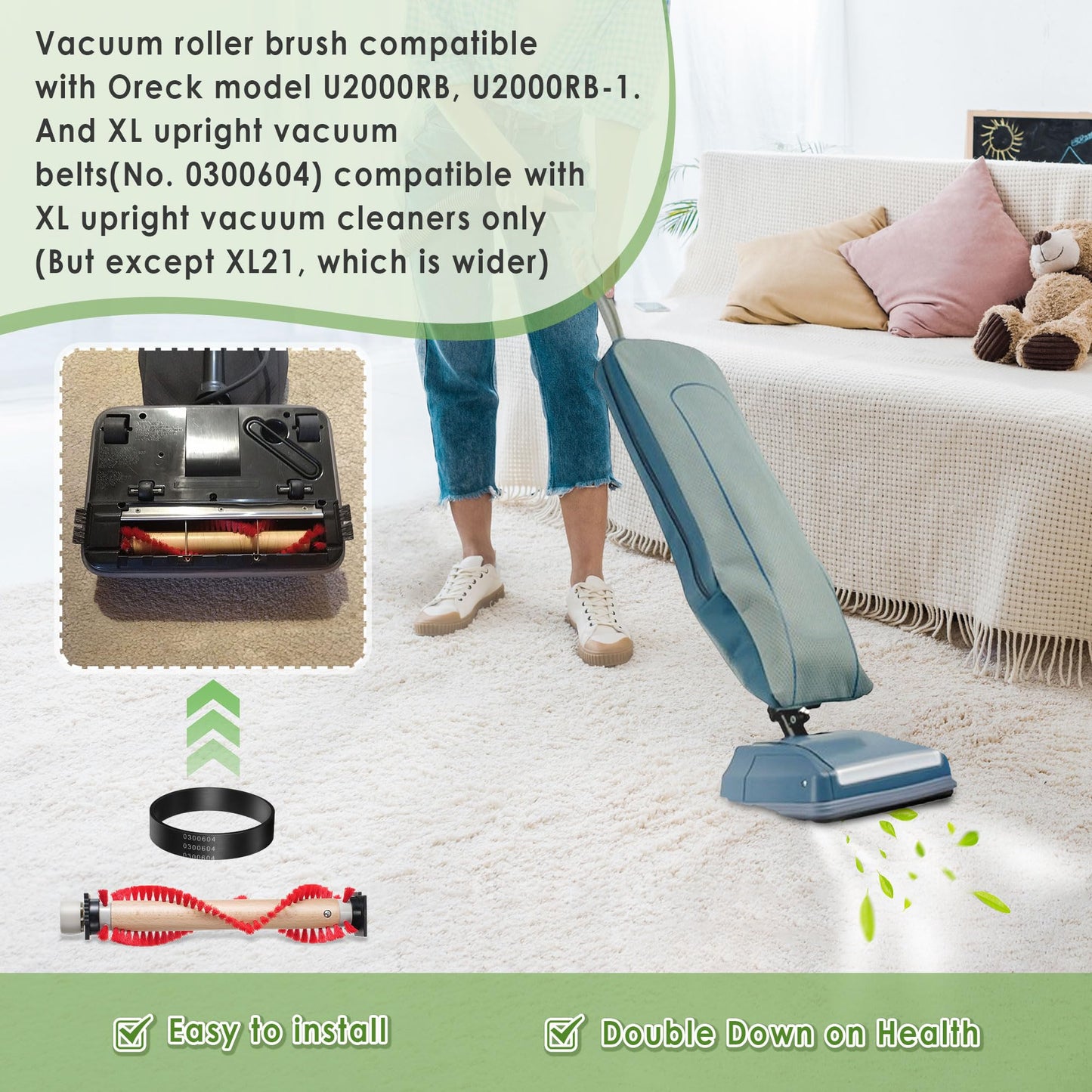 Landhoow Vacuum Roller Brush, Vacuum Belt, Compatible with XL Roller Brush XL Belt 0300604 Compatible with Oreck XL Upright Vacuum Cleaner to Keep Neat and Tidy for Home, Office (3 Pcs)