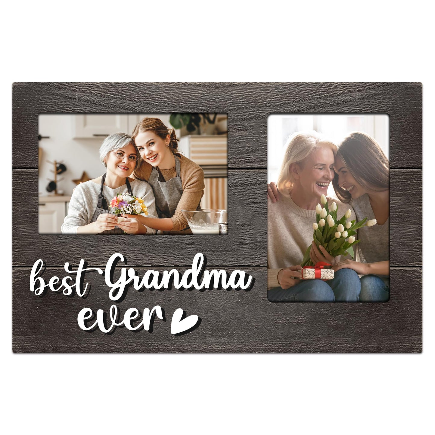 JNDJE Grandma Gifts, Mothers Day Grandma Gift from Grandkids, 3D Photo Frame Hold 4x6 Inches Two Photos - Picture Frame Present for Grandparents Day