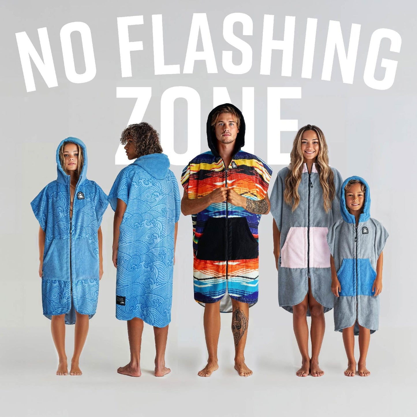 Pilotfish Surf Poncho Changing Robe Towel - Hooded, Zippered Towel Poncho for Beach, Surfing, Swimming | 2 Front Pockets, Machine Washable, (Serape, Large)