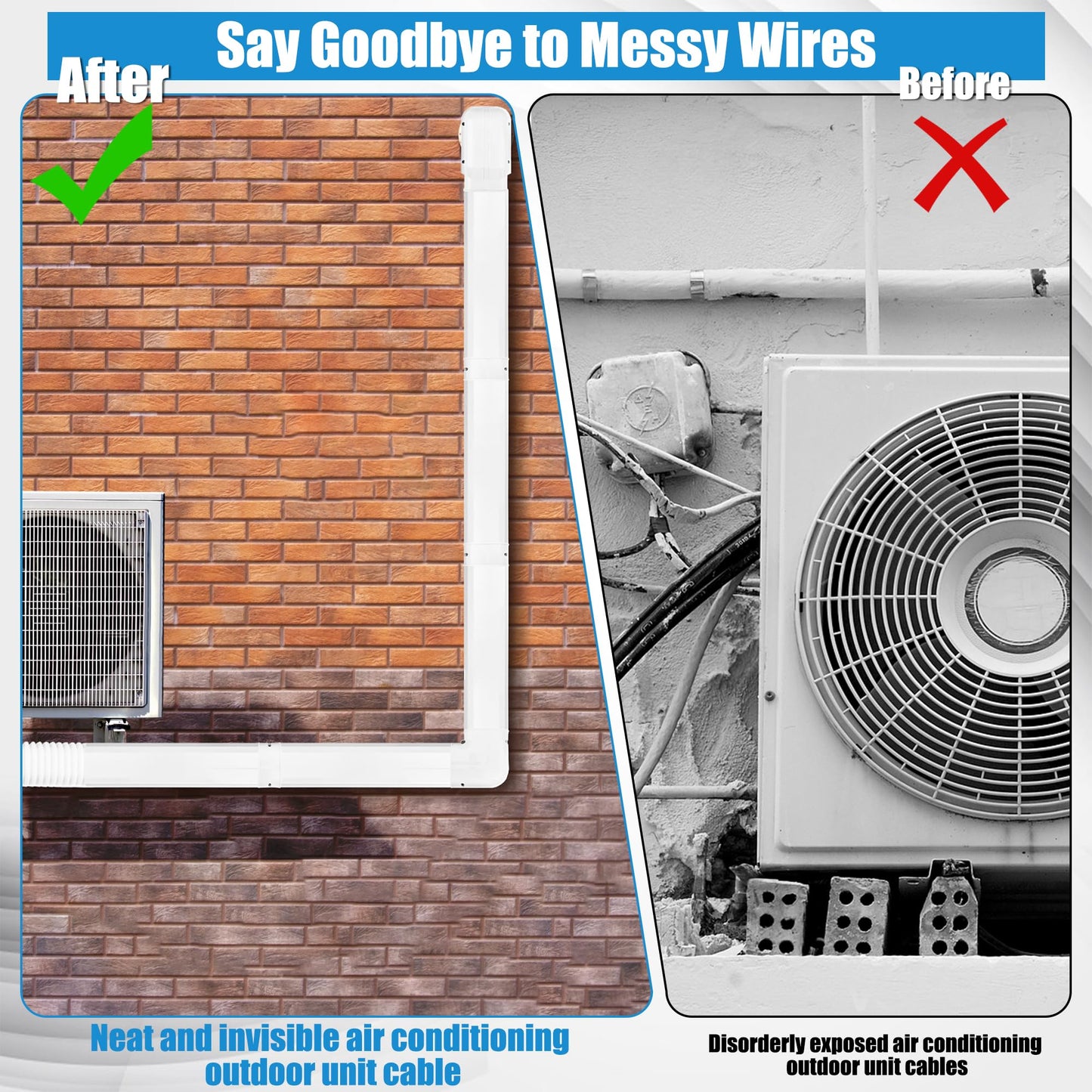 Windspeed 4" 10Ft Mini Split Line Set Cover Upgrade Mini Split Covers for Outside Units Mini Split Cover Suitable for Mini Split, Air Conditioner, Central AC, HAVC and Heat Pumps