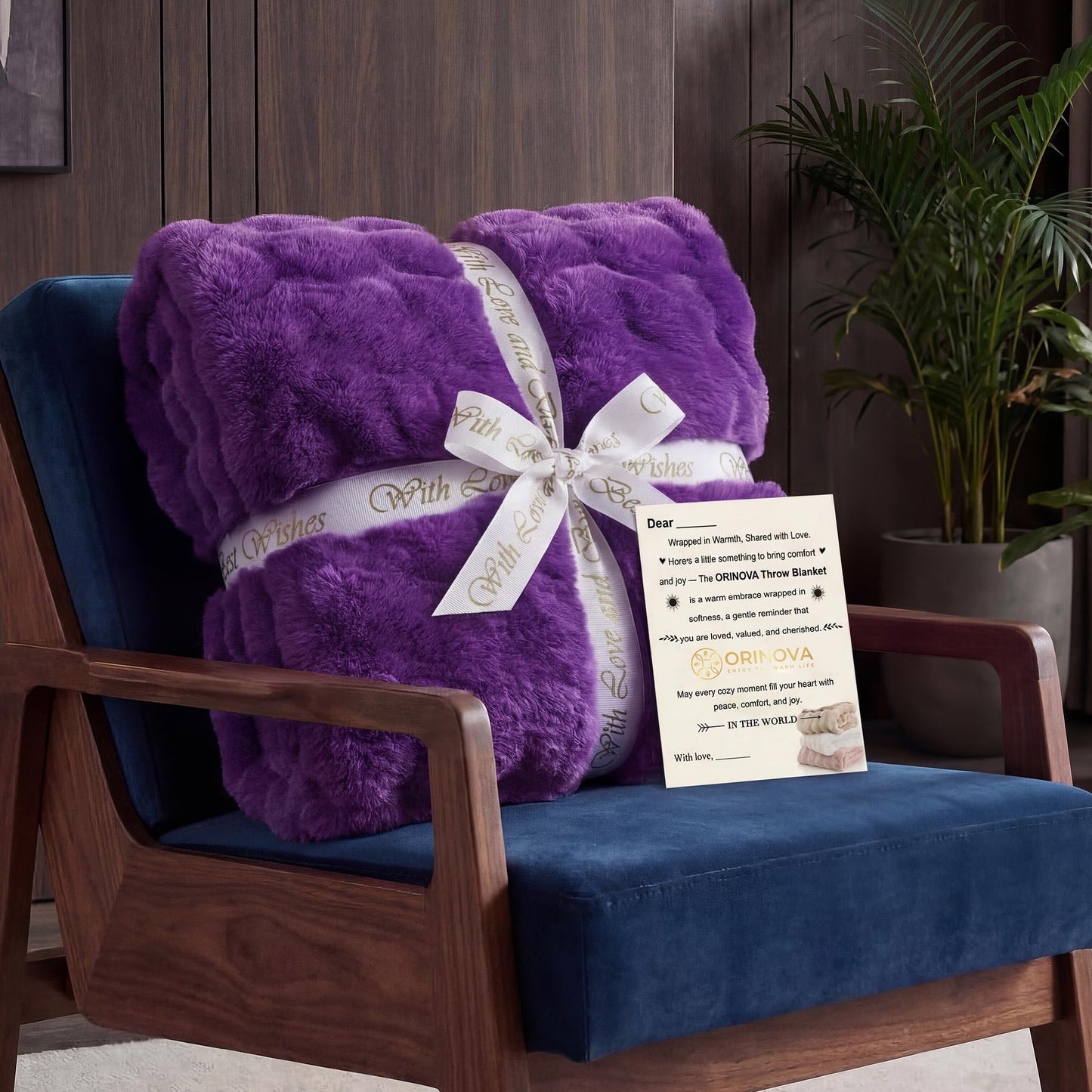 ORINOVA Purple Fluffy Soft Plush Faux Fur Throw Cozy Blanket for Couch Bed Fuzzy Blanket Living Room Women Gift Home Decor 50x60