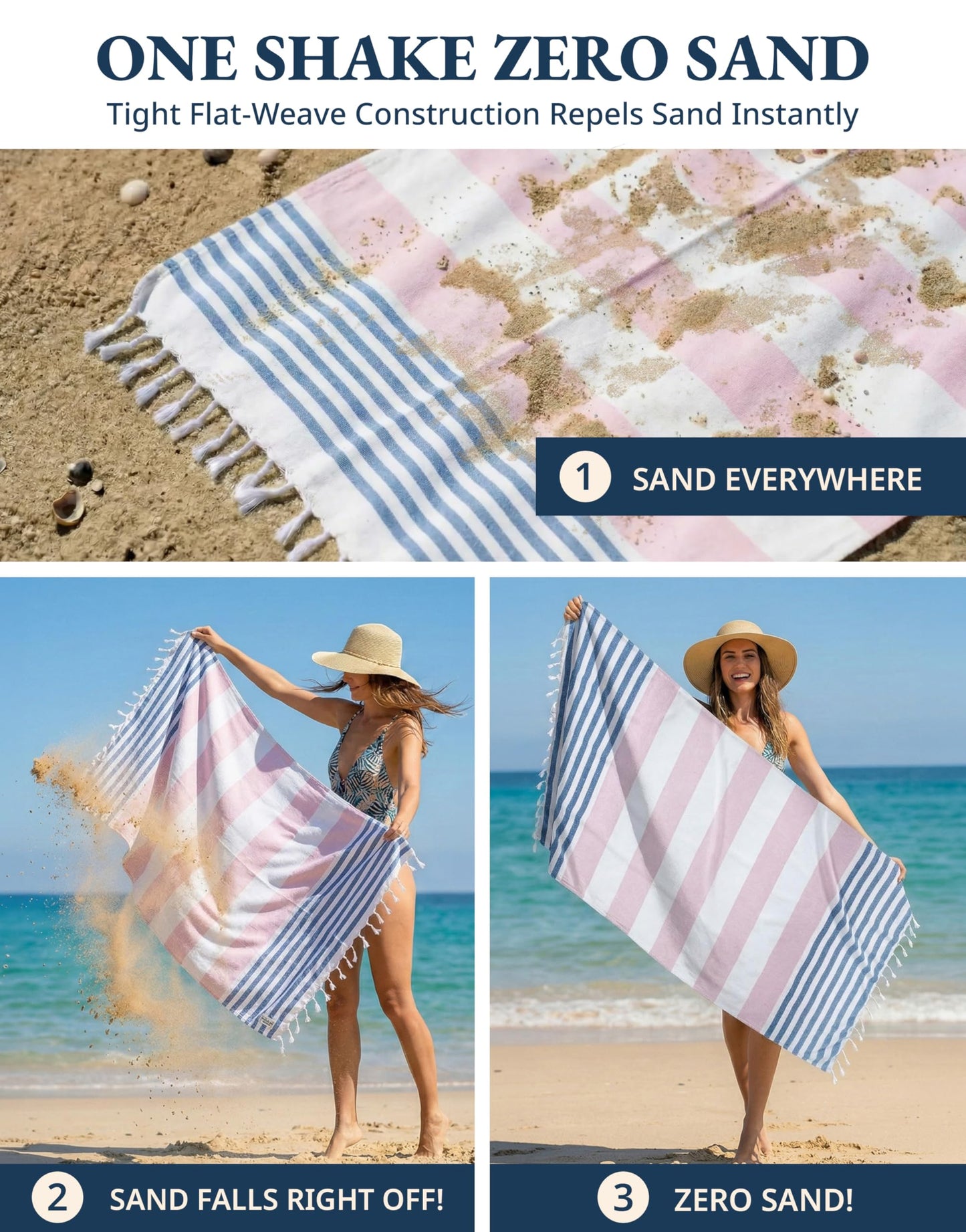 LANE LINEN Beach Towels 6 Pack - Oversized & Pre-Washed Large Beach Towel Set - Stylish Pool Towels for Adults, Quick Dry, Soft & Lightweight Lightweight Travel Towel Pack, 39"x71" - Coastal Harmony