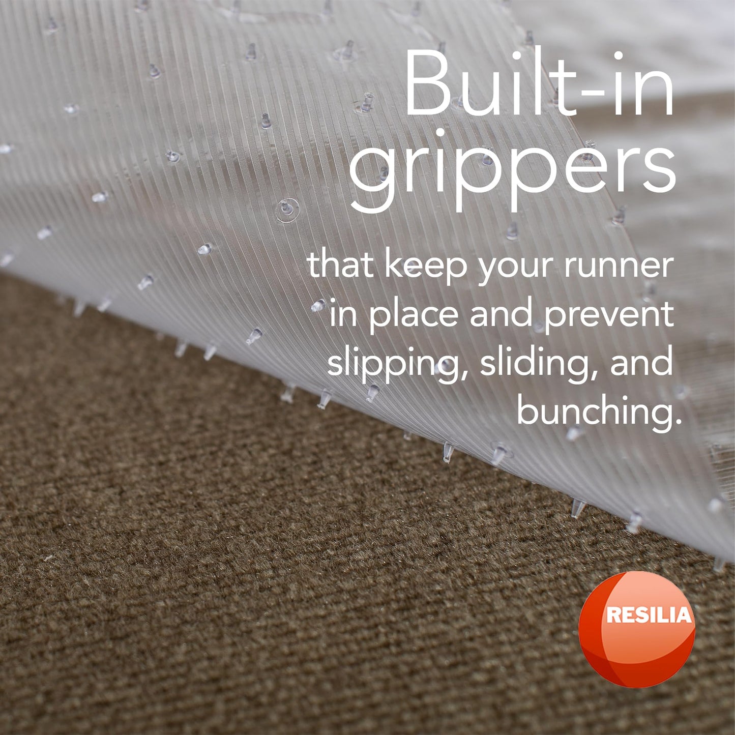 RESILIA Low-Pile Carpet Runner - Non Slip Carpet & Rug Protection, Washable Clear Vinyl Floor Runners, 27 Inches Wide x 12 Feet Long, Made in The USA
