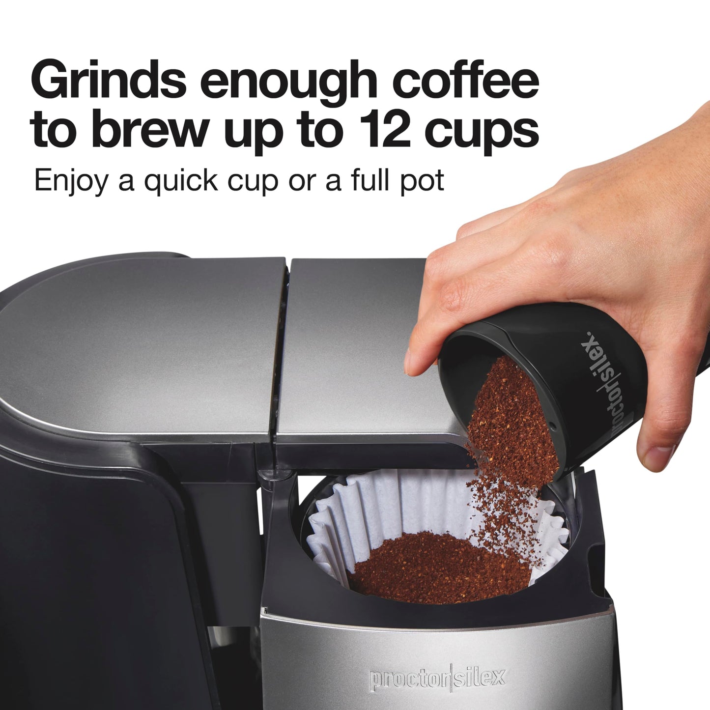 Proctor Silex Electric Coffee Grinder for Beans, Spices and More, Stainless Steel Blades, Makes upto 12 Cups, Black