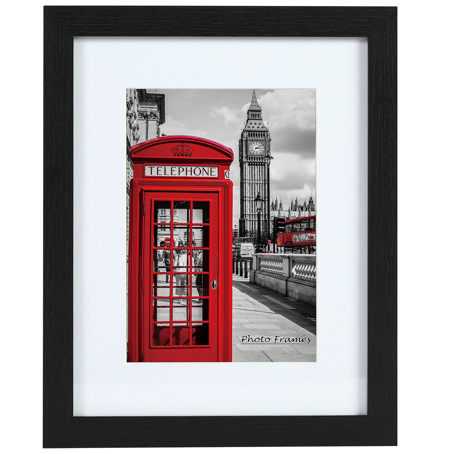 PEALSN 11x14 Picture Frame Set of 6, Display Pictures 8x10 with Mat or 11x14 without Mat for Wall Mounting or Table Top Display, Photo Frames Collage for Wall Decor, Black Woodgrain.