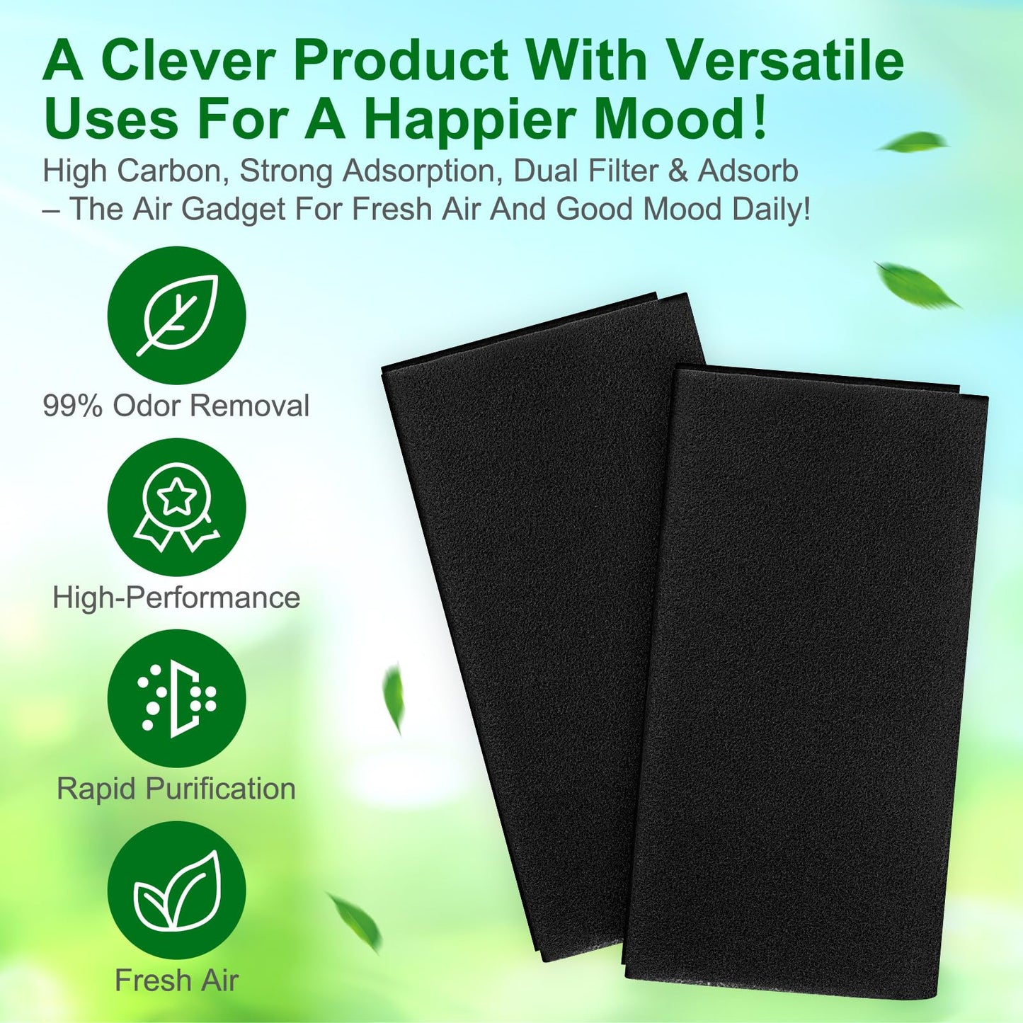 Threlaco 8 Pcs Activated Carbon Filter Cut-to-fit Carbon Filter Sheet for Air Charcoal Filters 16 x 48" Air Filters Replacement VOC Parts Accessories