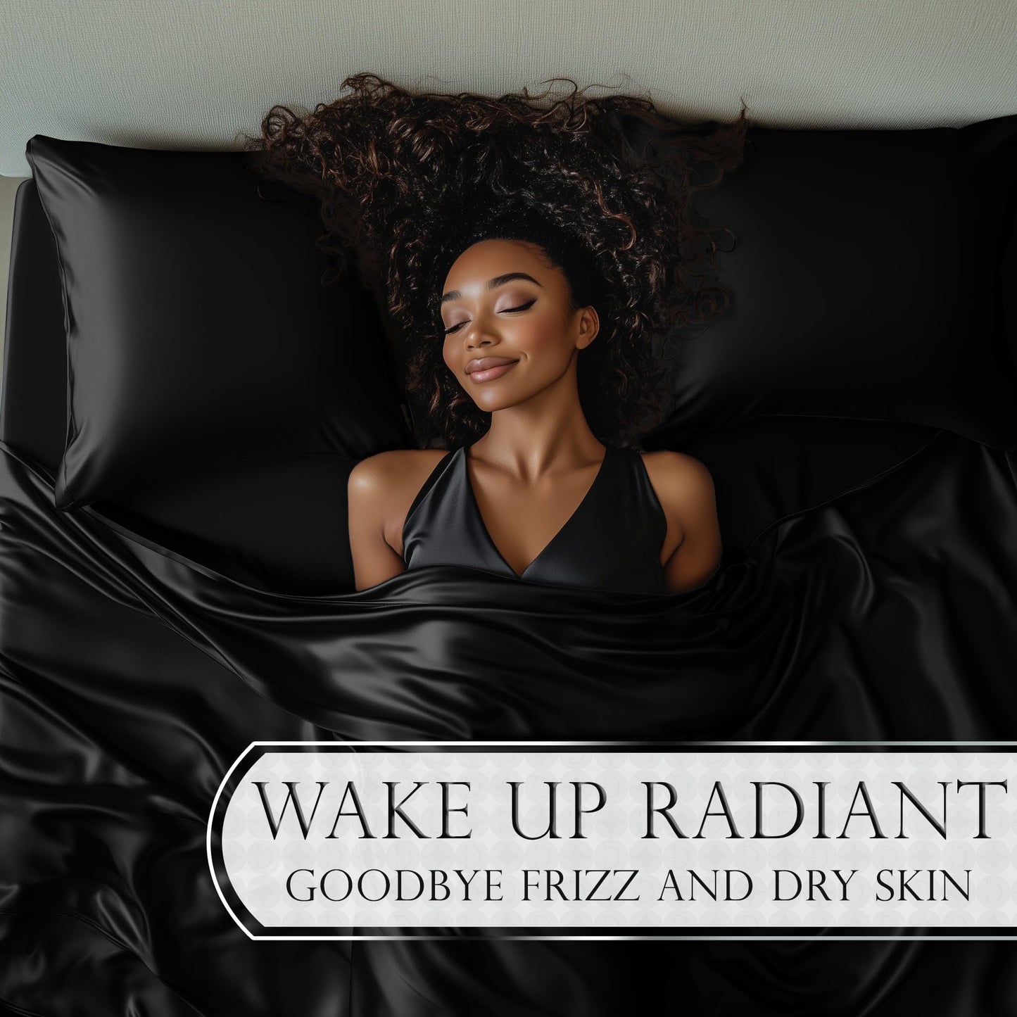 DECOLURE Satin Bed Sheets - 4 Piece Luxury Silky Queen Size Bedding Set - Softer Than Silk, Wrinkle-Free with 15” Deep Pocket Fitted Sheet, Perfect for Hair & Skin, Gifts for Women (Black)
