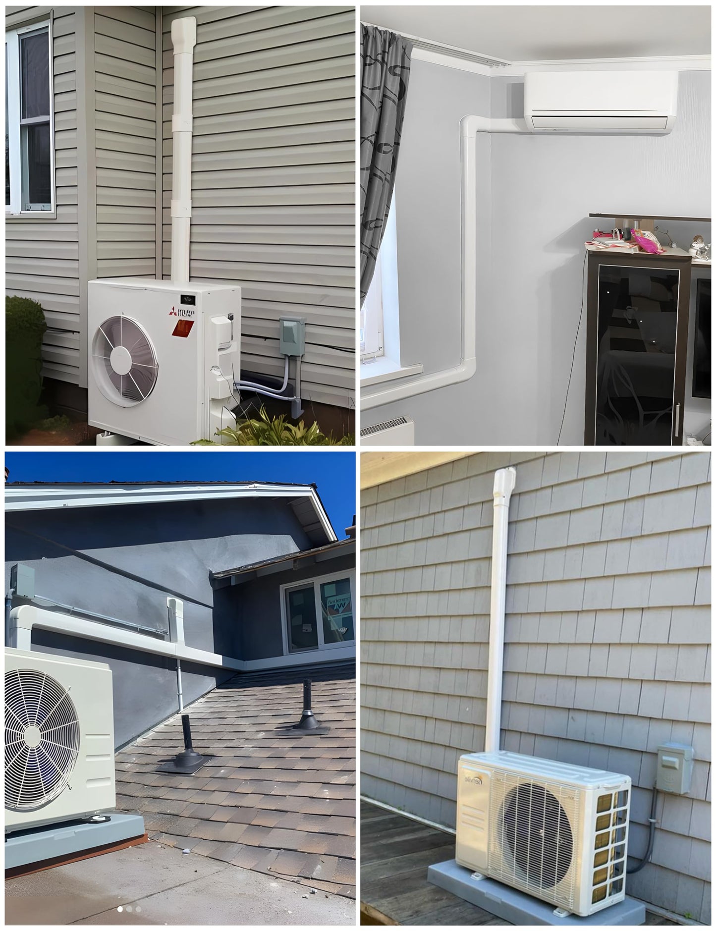 Nouscan 3" 12.5Ft Mini Split Line Set Cover with Flexible Duct, Long Duct Cover Kits - Paintable Minisplit Lineset Cover Kit, AC Line Hide for Mini-Split, Air Conditioner, Central AC, HVAC, White
