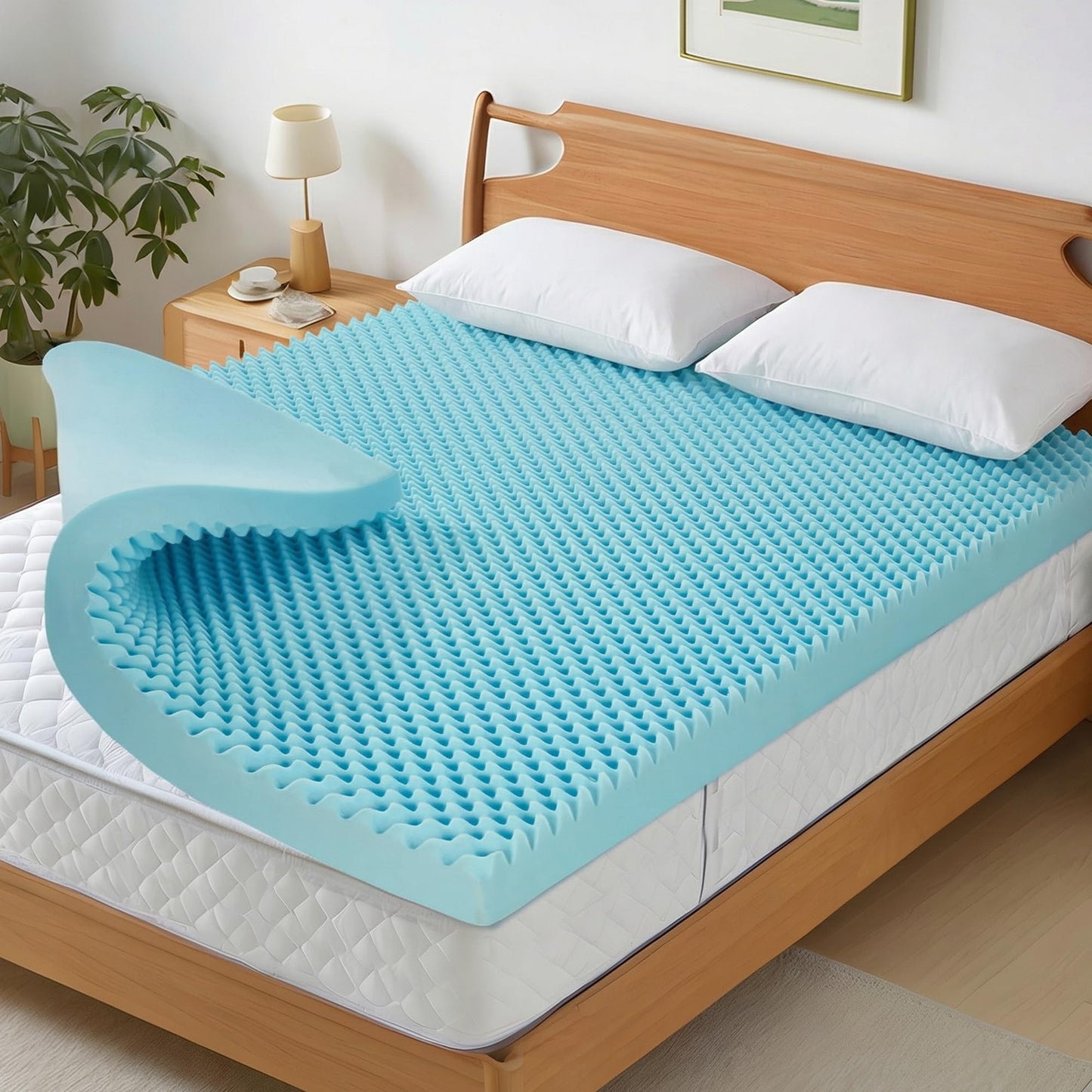 Zyerch 2 Inch Mattress Topper, Twin Size Memory Foam Mattress Topper with Cooling Gel Egg Crate Mattresses Top, Plush Feel, Breathable, Pressure Relief for Bedroom,Twin