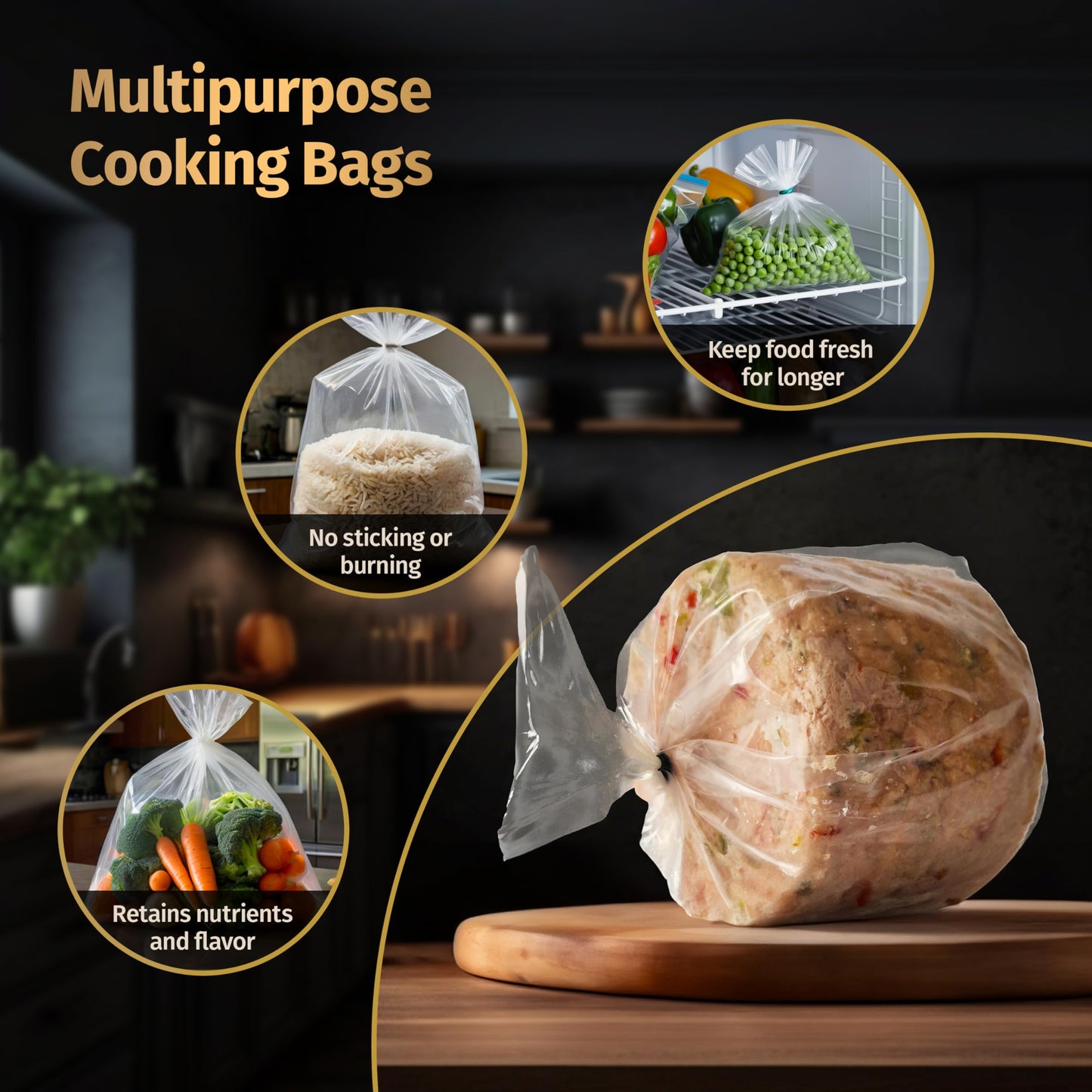 Deli Meat Press Bags for Ham Maker, Cold Cut Meat Press Cooking Bags, Boil Safe Liners for Seafood, Vegetables, BPA-Free Freezer Safe, Heat Resistant, Leakproof, 8 x 14 Inch, 40 Pack