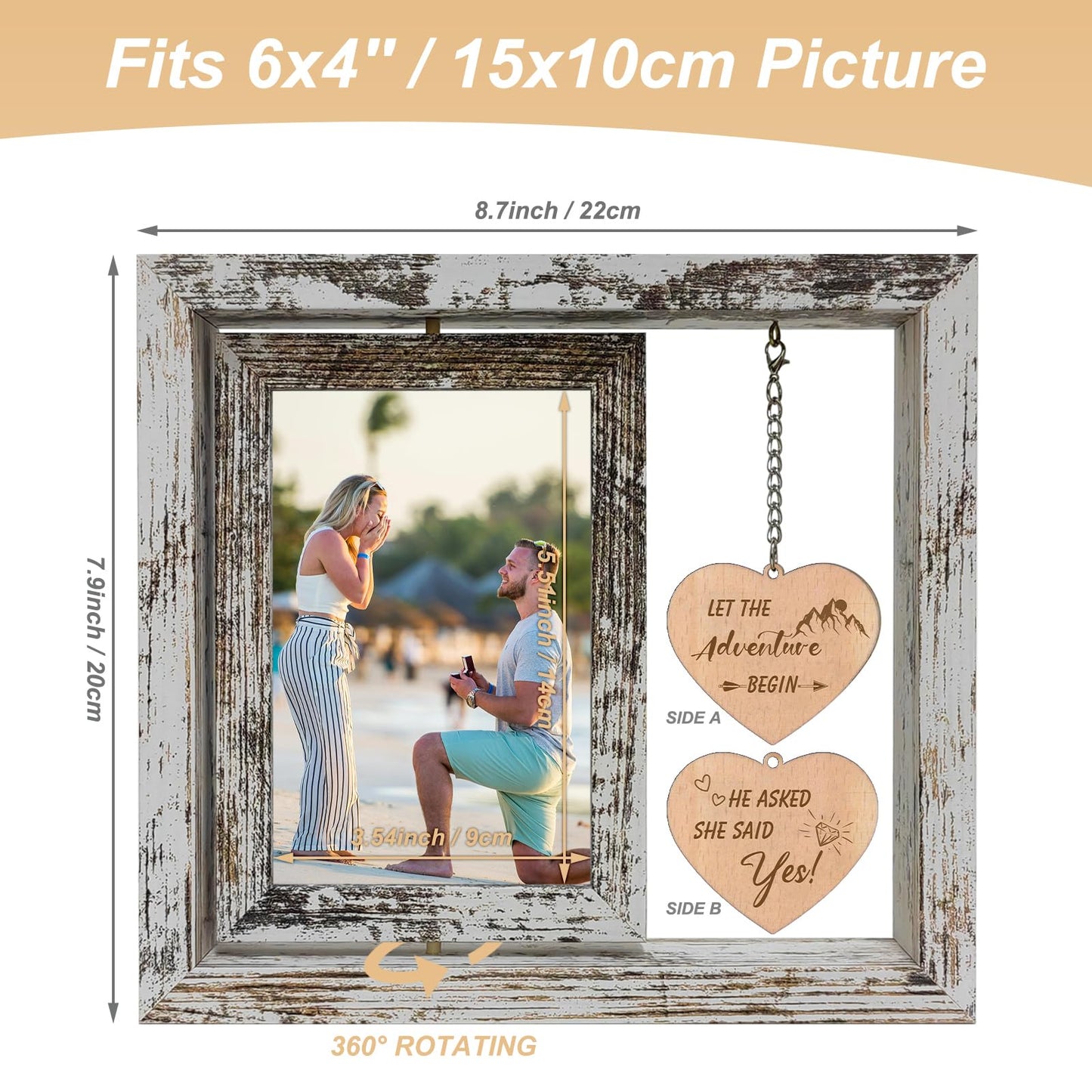 soruney Let the Adventure Begin - He Asked She Said Yes Picture Frame Engagement Gifts for Couples Newly Engaged Gifts Fiance Women Her (Dis Two 6x4)