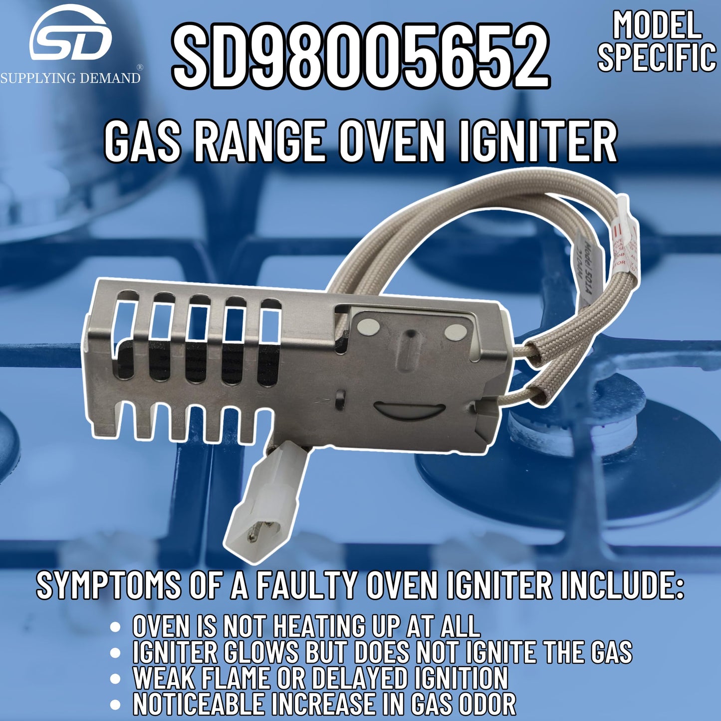 Supplying Demand 98005652 W10140611 Gas Range Oven Igniter Replacement