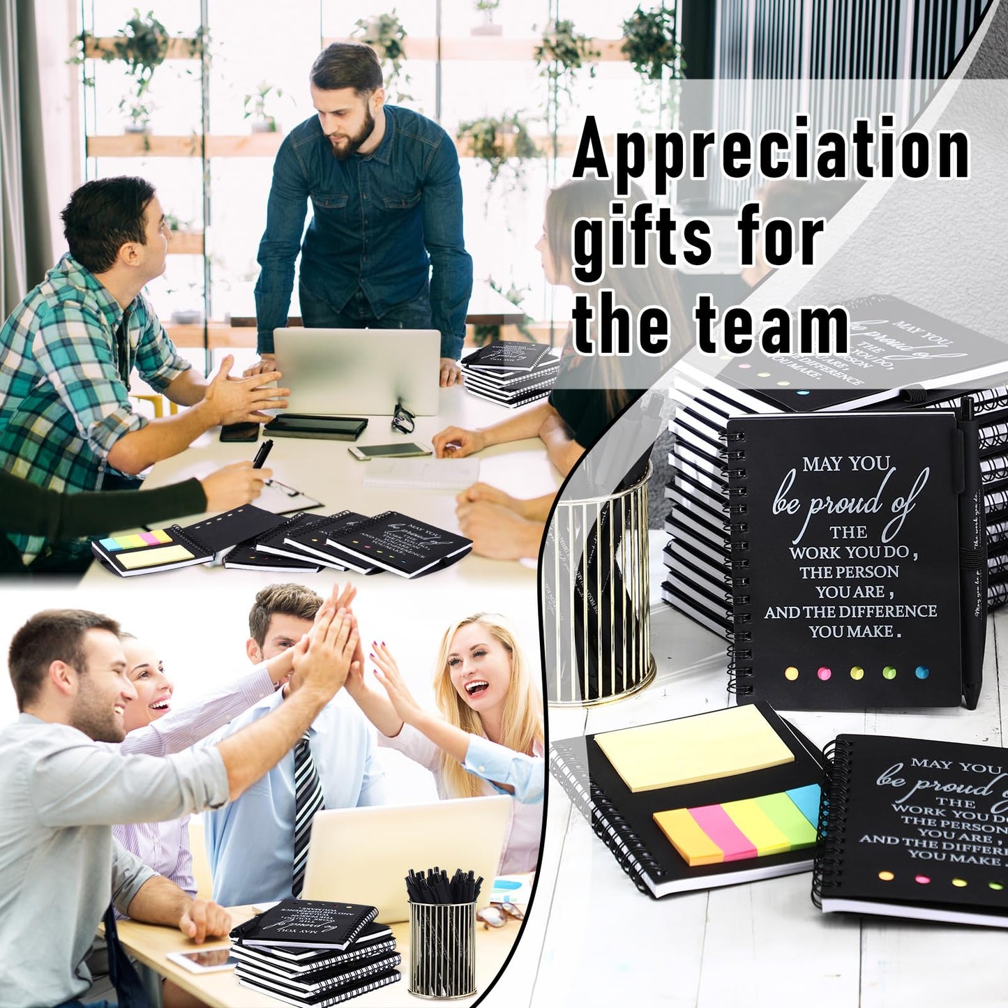 Resurhang 48 Pcs/ 24 Set CNA Week Gifts Bulk Thank You Gift for Cna A6 Notebooks Inspirational Journals Pens Appreciation Gift for Nurse Women Team(Black)