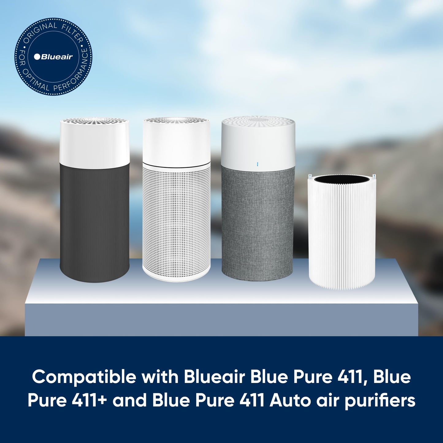 Blueair Blue Pure 411+ Genuine Replacement Filter, Particle and Activated Carbon