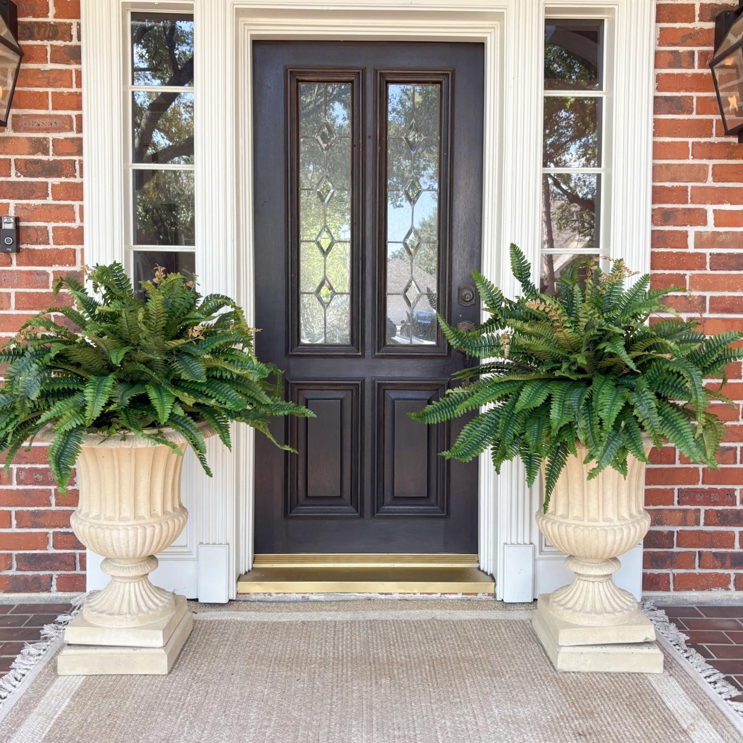 CQURE 45" Fake Ferns Artificial Plants Large,Set of 2 Artificial Boston Ferns Faux Hanging Fake Plants for Outdoors Planter Home Garden Decor,60 Branches