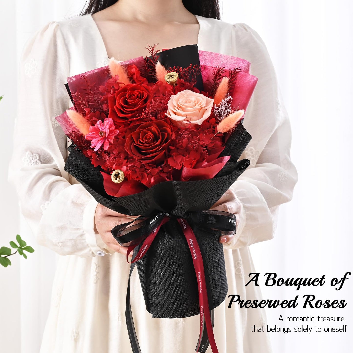 Mothers Day Flowers for Mom, Mothers Day Gifts, Flowers for Delivery Prime, Preserved Eternal Forever Red Roses Bouquet Birthday Gifts for Women Gf Gifts Wedding Anniversary