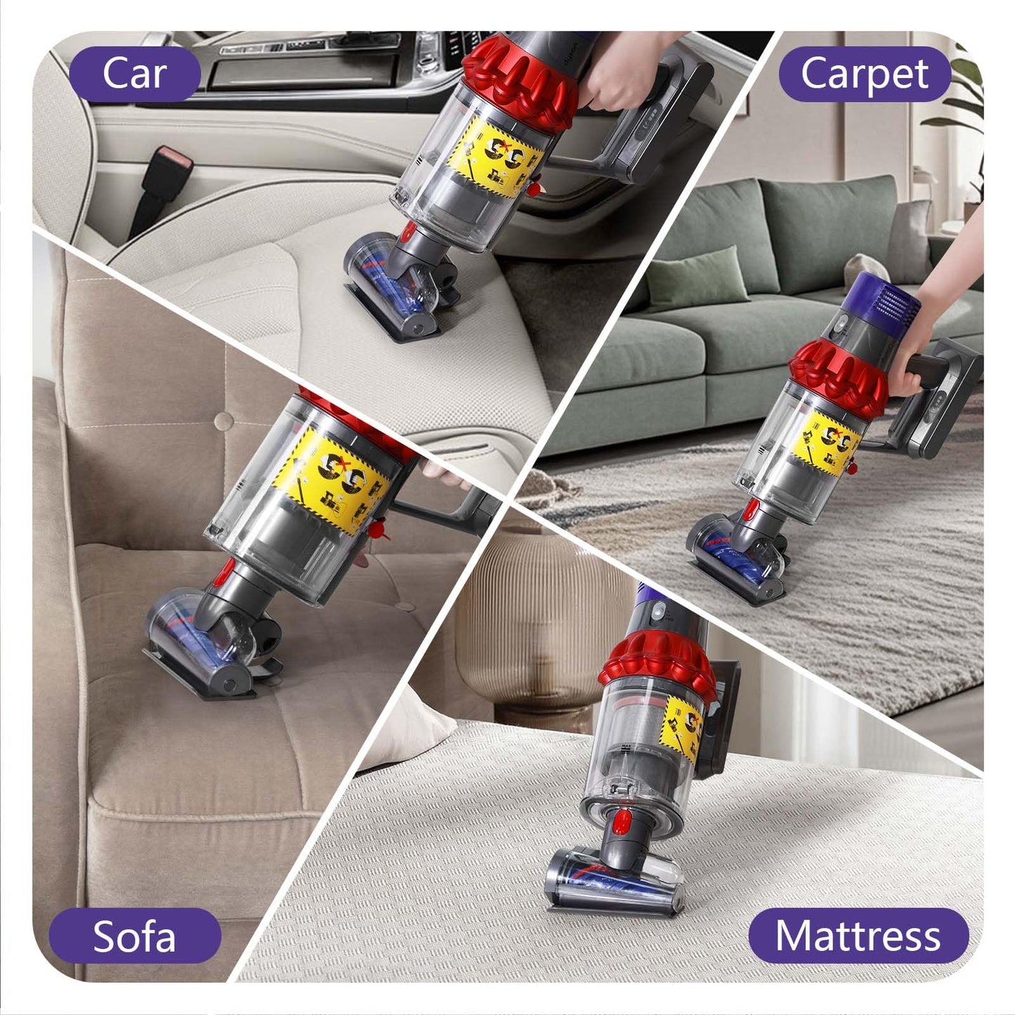 OTTWL Mini Motorized Brush Head Compatible with Dyson V7 V8 V10 V11 V15 Vacuum Cleaners - Pet Hair Removal Vacuum Attachment - Hair Screw Tool for Carpeted Stairs, Couch/Sofa Cushions, Car Carpet