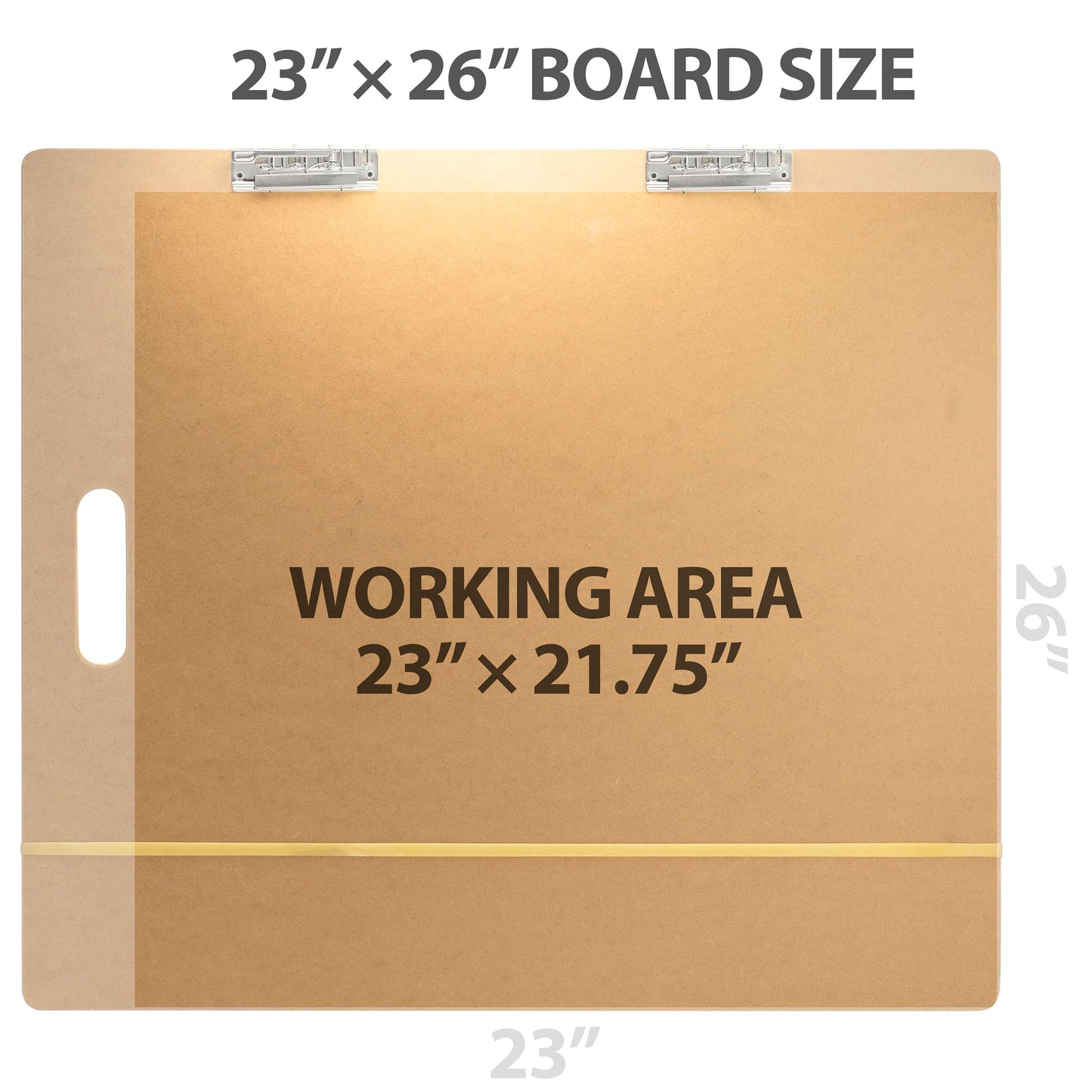 Officemate Artist Sketch Board with Handle, Portable Drawing Board, Tempered Hardboard Surface with Dual Clips & Rubber Band, Art Board for Studio, Classroom & Field Use, 23″ x 26″ (83099)