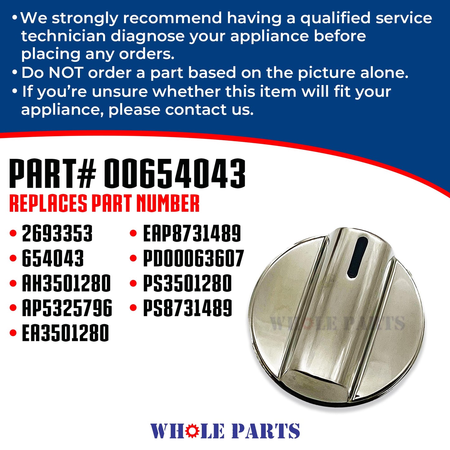 Upgraded Whole Parts Gas Cooktop Knob Kit (5 Pieces) Part #00654043 - Replacement and Compatible with Some Bosch Burners/Ranges - Replaces AP5325796 - Non-OEM Appliance Parts & Accessories