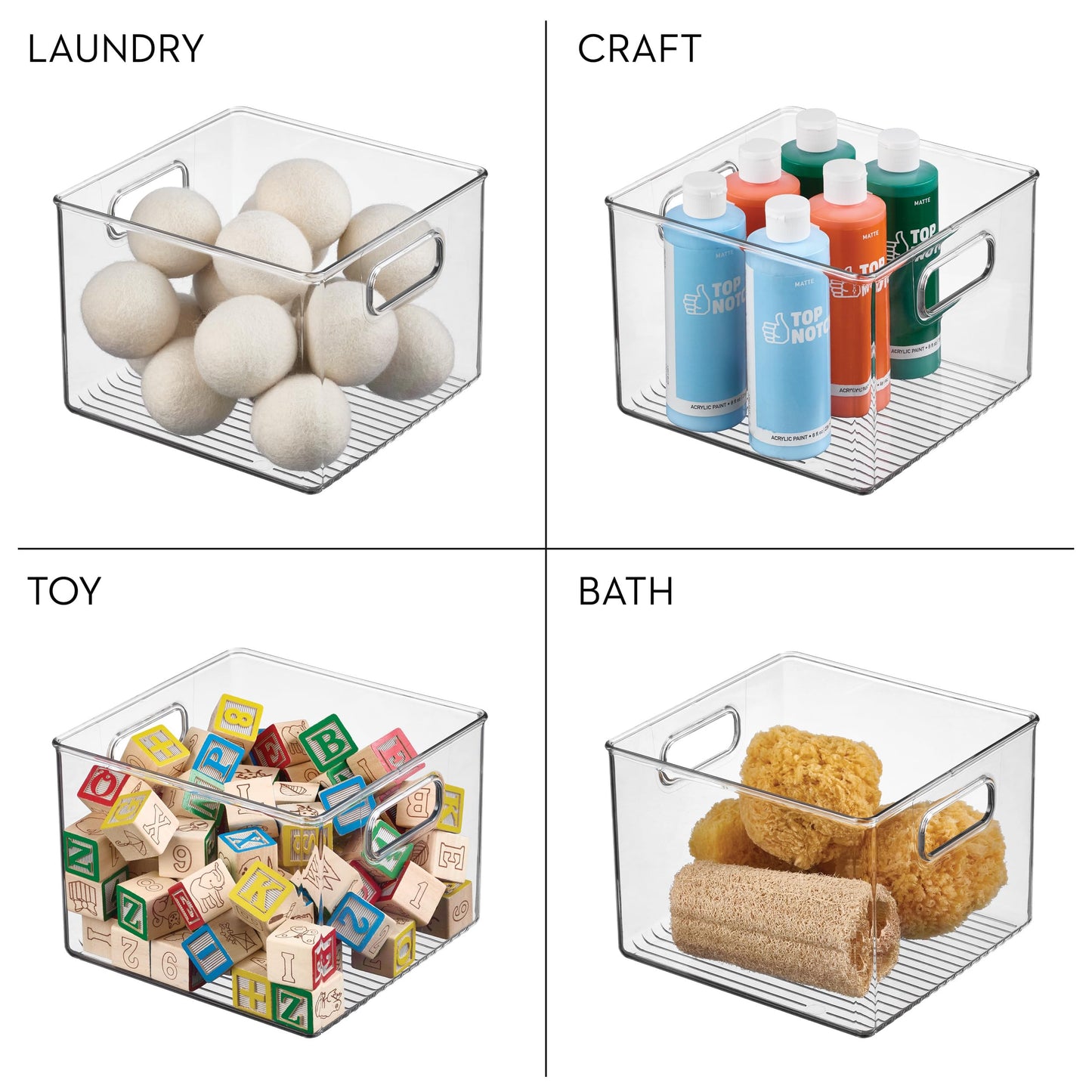 iDesign Clear Plastic Storage Bins for Kitchen - Pantry and Fridge Storage for Cabinets and Shelves, 4-Pack