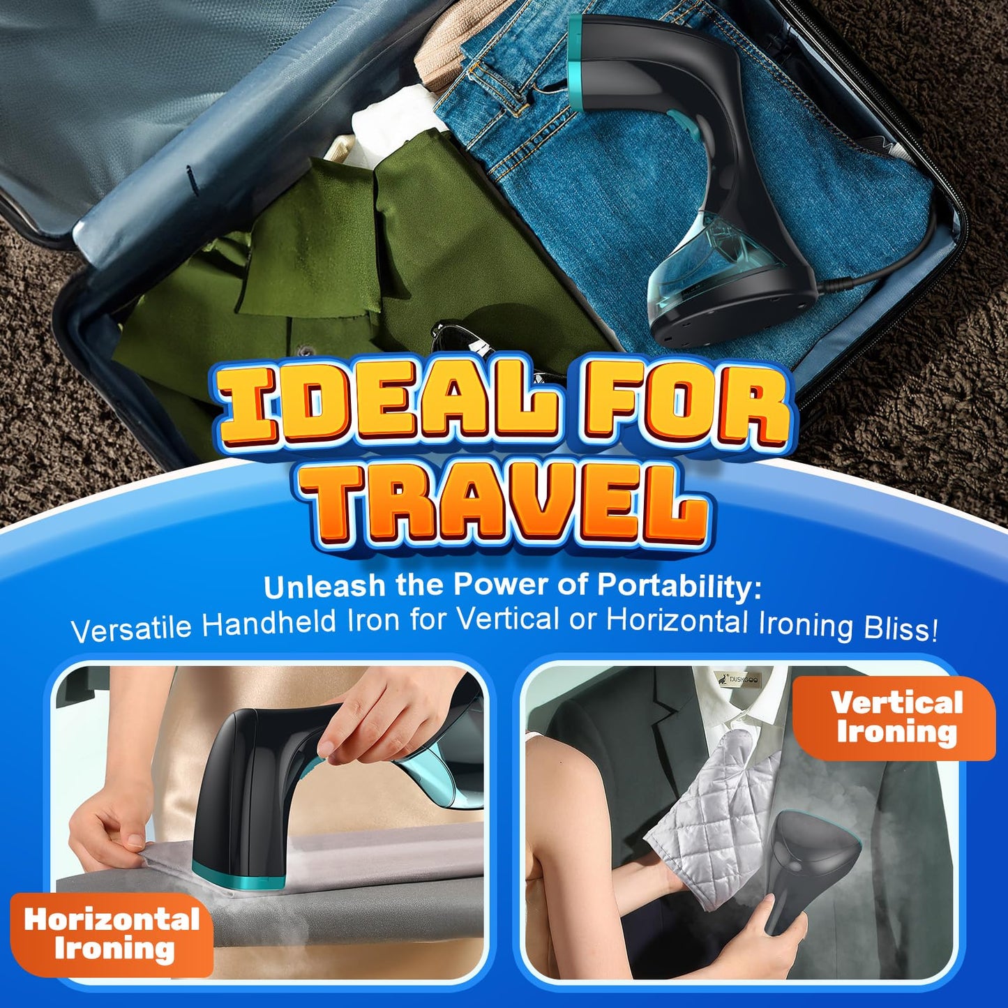 Steamer for Clothes, 1800W Fast Heat-Up Portable Handheld Clothing Steamer with 3 Steam Modes, 300ml Water Tank, Heat-Resistant Glove & Fabric Brush for Home, Travel, Dorm, Office