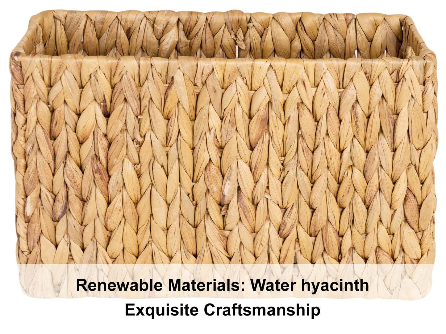 StorageWorks Hand-Woven Magazine Holder, Magazine Wicker Basket for Bathroom, Office, Rattan Magazine Holder, Natural Water Hyacinth, 1 Pack