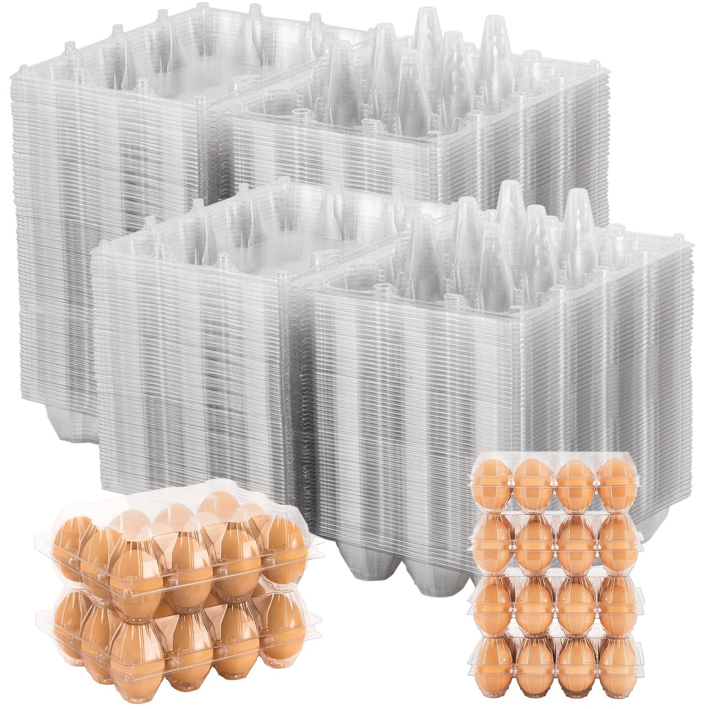 Lixavaer 180 Pack Clear Plastic Egg Cartons, Reusable Stackable Egg Containers for Farm, Market & Fridge Storage, 3×4 Grid