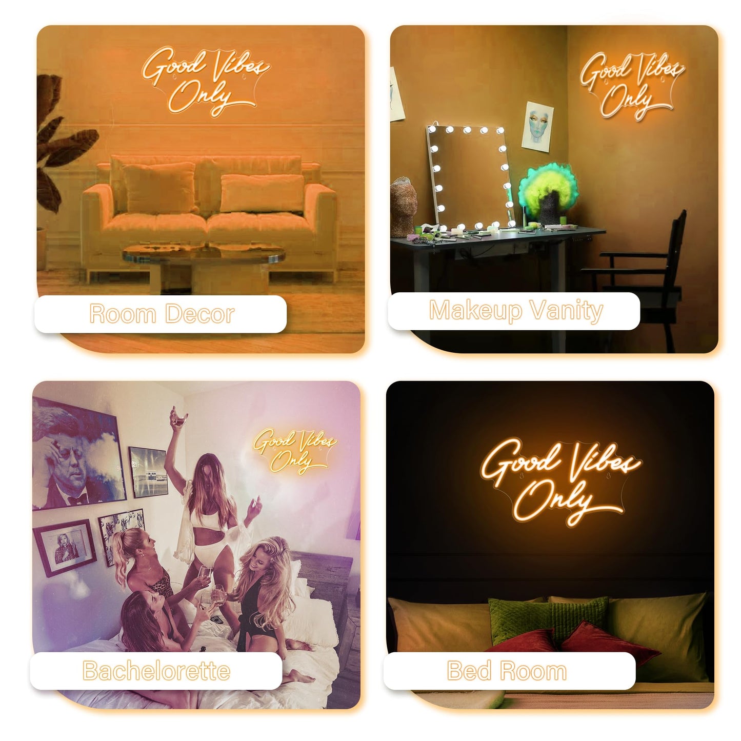 Kavaas Good Vibes Only Neon Signs for Wall Decor 17.7" x 9.9" | Warm White Good Vibes Only LED Sign for Bedroom, Party, Bar, Salon - Best Gifts for Birthday, Christmas