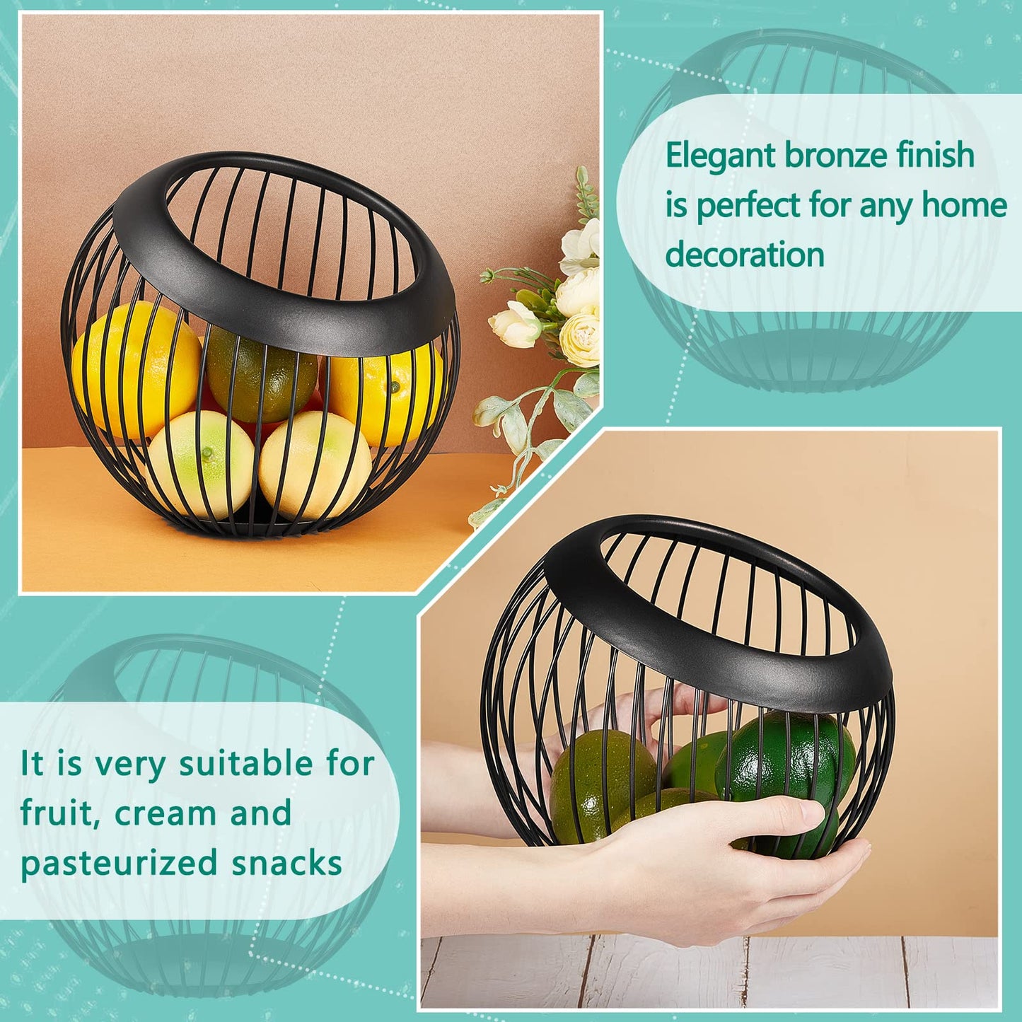 Patelai 2 Pieces Coffee Pods Holder K Pods Holder Large Capacity Coffee Pod Baskets Stainless Steel Cup Organizer Sturdy for Espresso Capsule Pot Storage Metal Wire Fruit Bowl Snack Storage(Black)