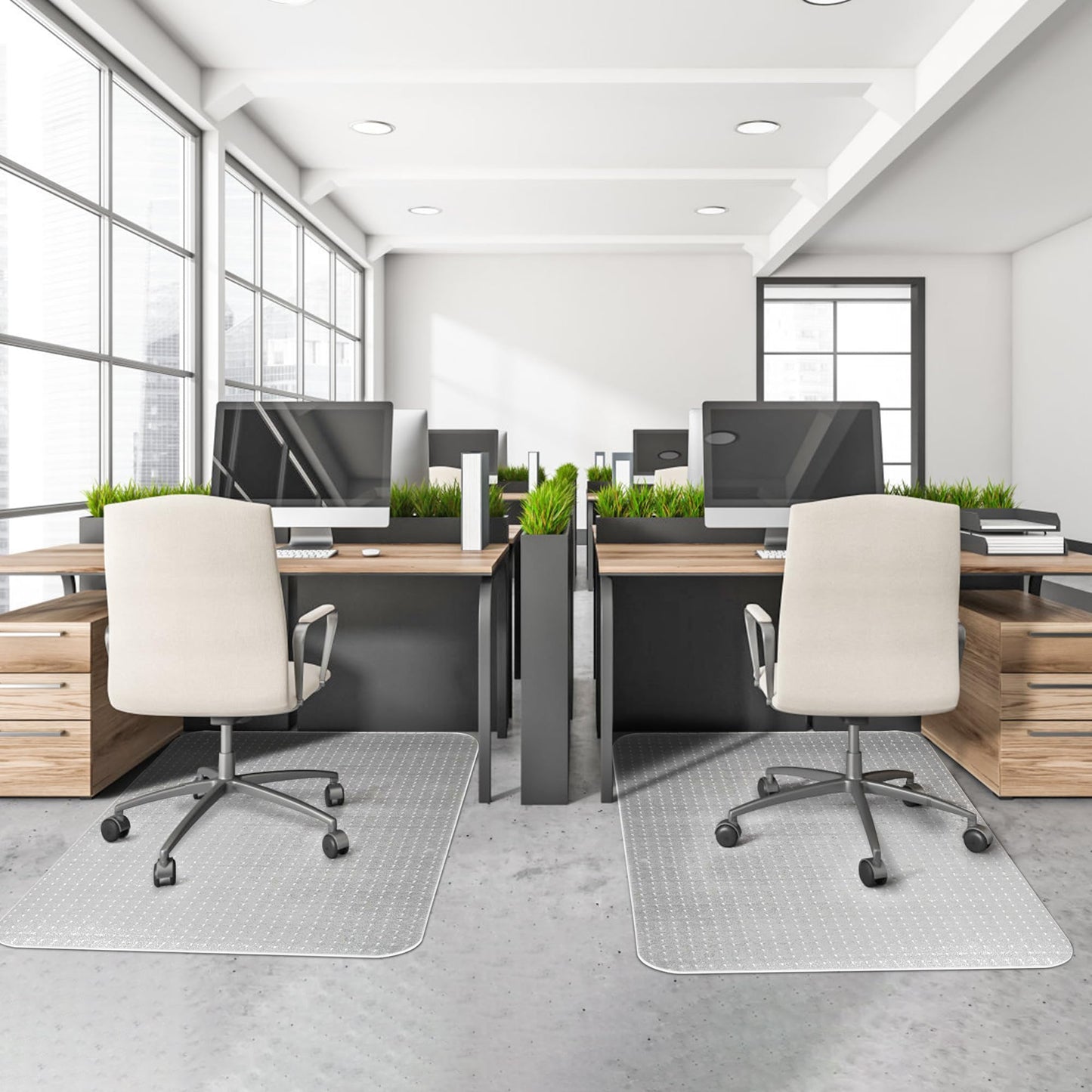 BesWin Office Chair Mat for Carpeted Floors, Transparent Desk Chair Mat for Low Pile Carpets, Plastic Floor Mat for Office Chair on Carpet for Work, Home, Gaming, Easy Glide (36" X 48" Rectangle)