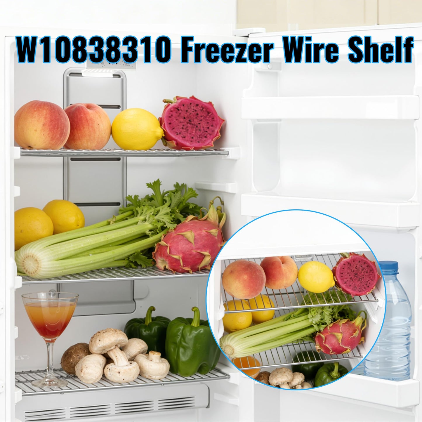 W10838310 Upright Freezer Wire Shelf Compatible with Whirlpool WZF34X16DW04, WZF34X16DW10, WZF34X18DW00 Replaces W11187306, AP5988763, W10581578, 4363360, PS11727968, EAP11727968