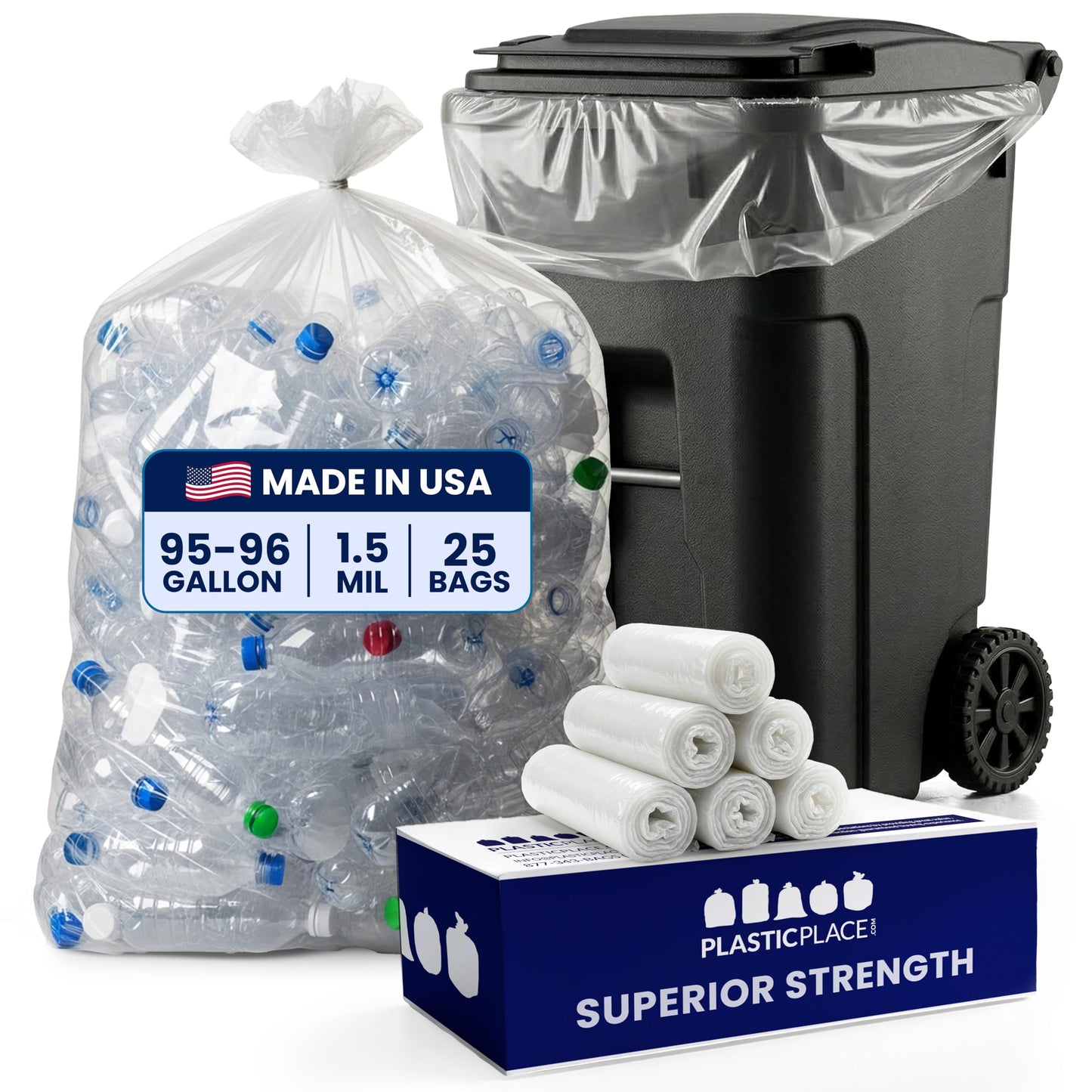 Plasticplace 95-96 Gallon Garbage Can Liners ,25 Count (Pack of 1)