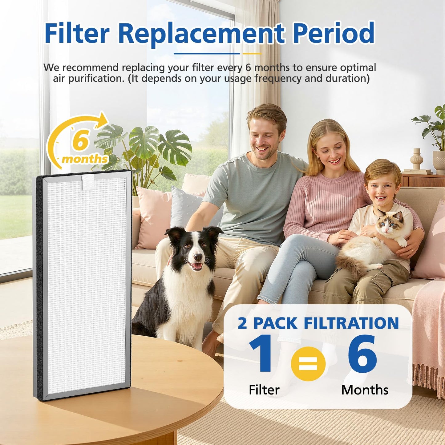 40 Replacement Filter Compatible with MA Series 40 Air Purifier 3-in-1 Filtration Contains High-Efficiency Activated Carbon Filter, 2 Pack