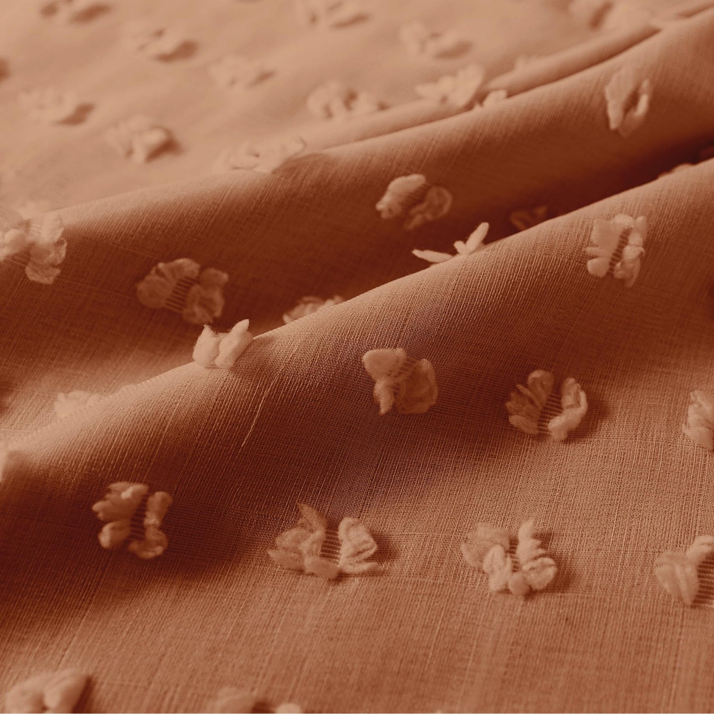 Terracotta Boho Blackout Curtains for Bedroom, Bohemian Pom Pom Double Layer Patterned Drapes, Rust Burnt Orange Sheer Overlay Western Curtains for Living Room 84 Inches Long 2 Panels Set