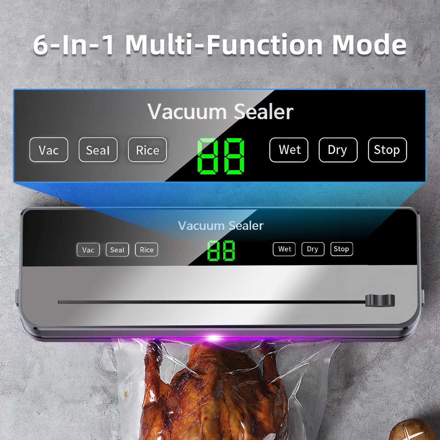 M MUGOOLER Food Vacuum Sealer Machine with Cutter Automatic and Manual Dry Moist Food Modes