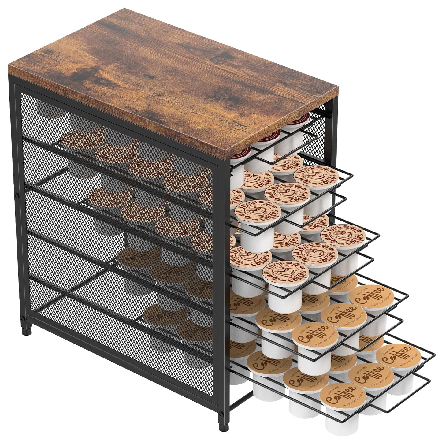 NANANARDOSO Coffee Pod Holder for Counter, 5 Tier Coffee Pod Drawer for Keurig Pod Storage Drawer Holder, 90 Capacity Pods Storage Organizer Cups Capsule with Sliding Baskets for Coffee Station