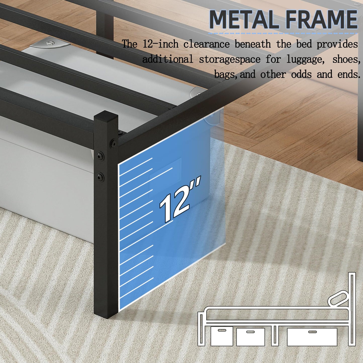 Steel Verve Twin Bed Frames with Headboard and Footboard, 14 Inch Metal Platform Twin Size Bed Frame with Steel Slat Support, No Box Spring Needed, Noise Free, Easy Assembly, Black