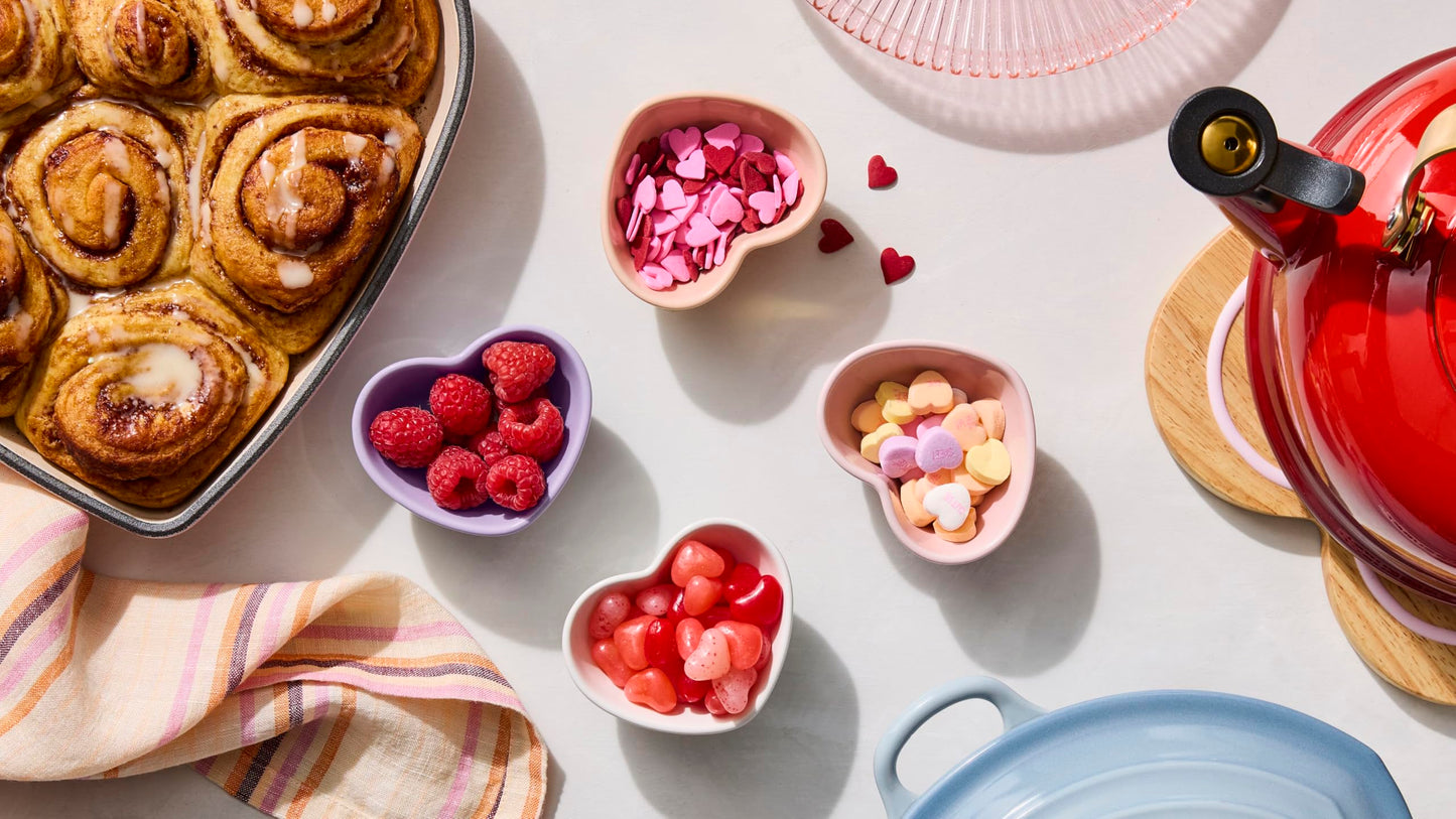Le Creuset Stoneware Set Of 4 Mini Heart Pinch Bowl, Multi Color
