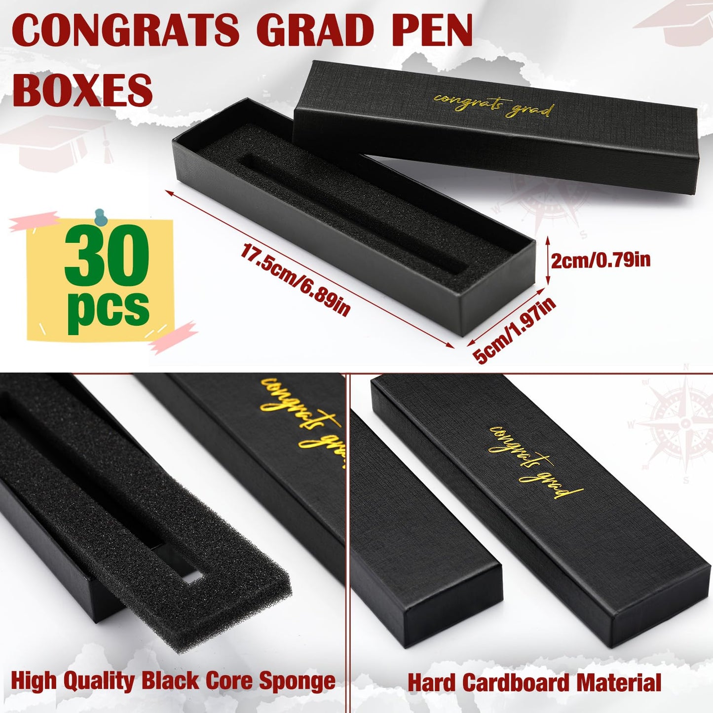 FoldTier 30 Set Graduation Pen Gifts Inspirational Ballpoint Pens with Congrats Grad Gift Boxes Funny Graduate Party Favor Gift for Class of 2026 Graduation Party Office School Stationery Supply