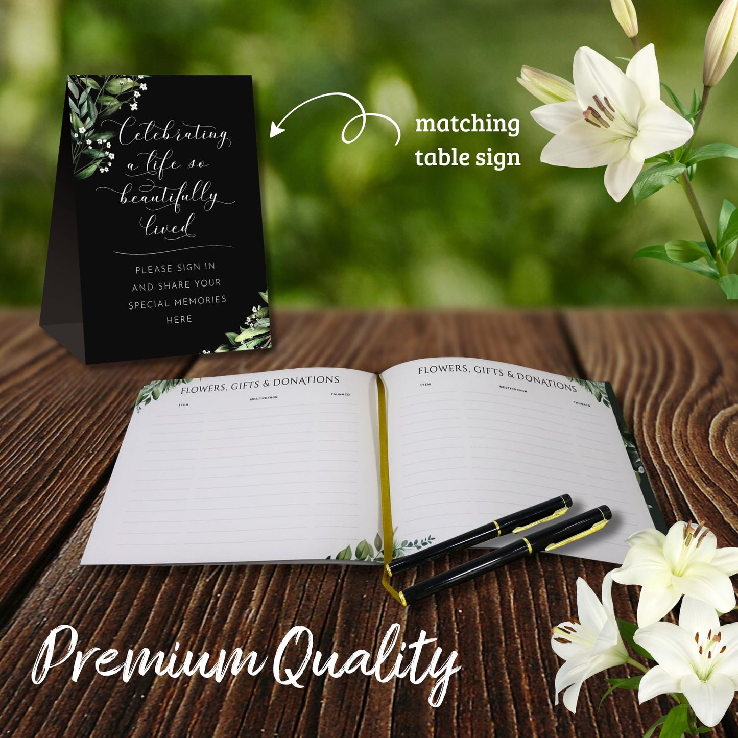 All-in-One Funeral Guest Book Set – Memorial Guestbook, Funeral Register Book, Celebration of Life Guest Book, Condolence Book, Memory Cards & Keepsake Collection Box - Memorial Keepsake
