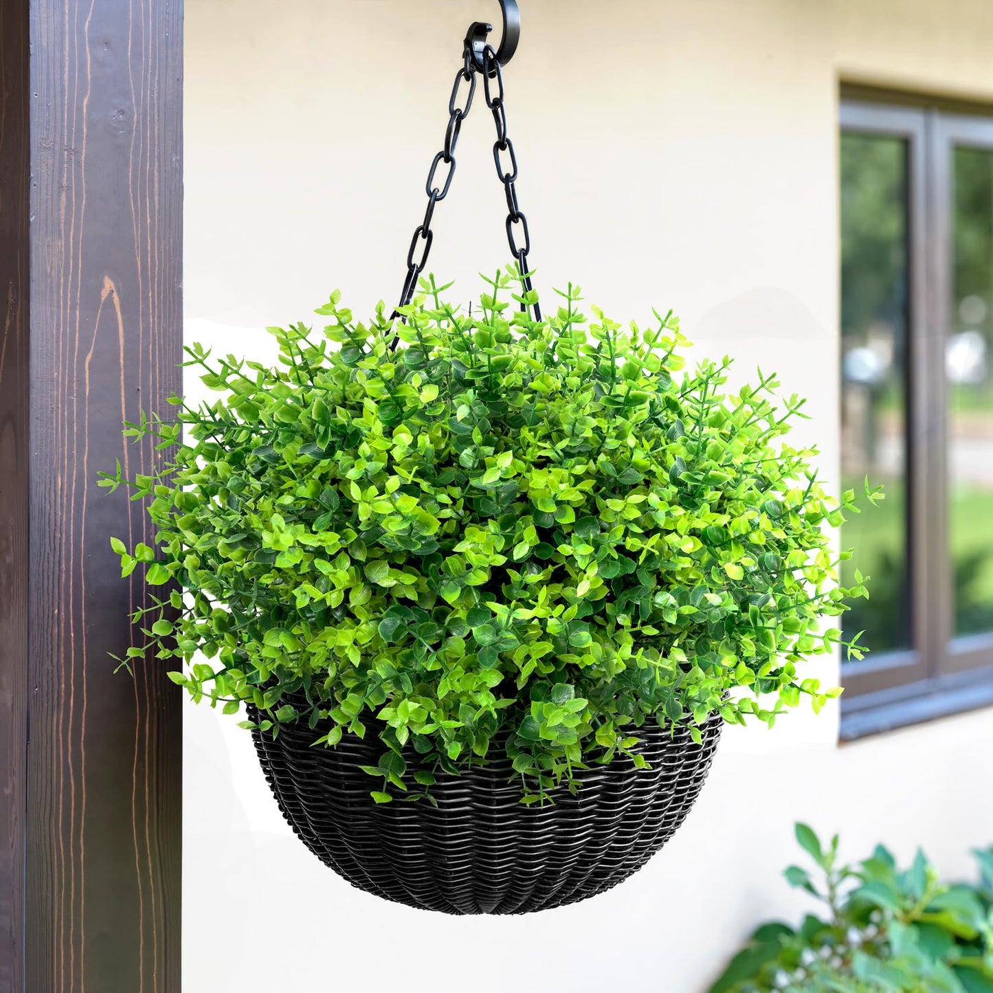 24 Bundles Greenery Artificial Plants Outdoors, Eucalyptus Stems UV Resistant Fake Foliage Plants Faux Boxwood Shrubs Indoor Decorations Artificial Flowers for Garden Pot Porch Fence Hanging Planter