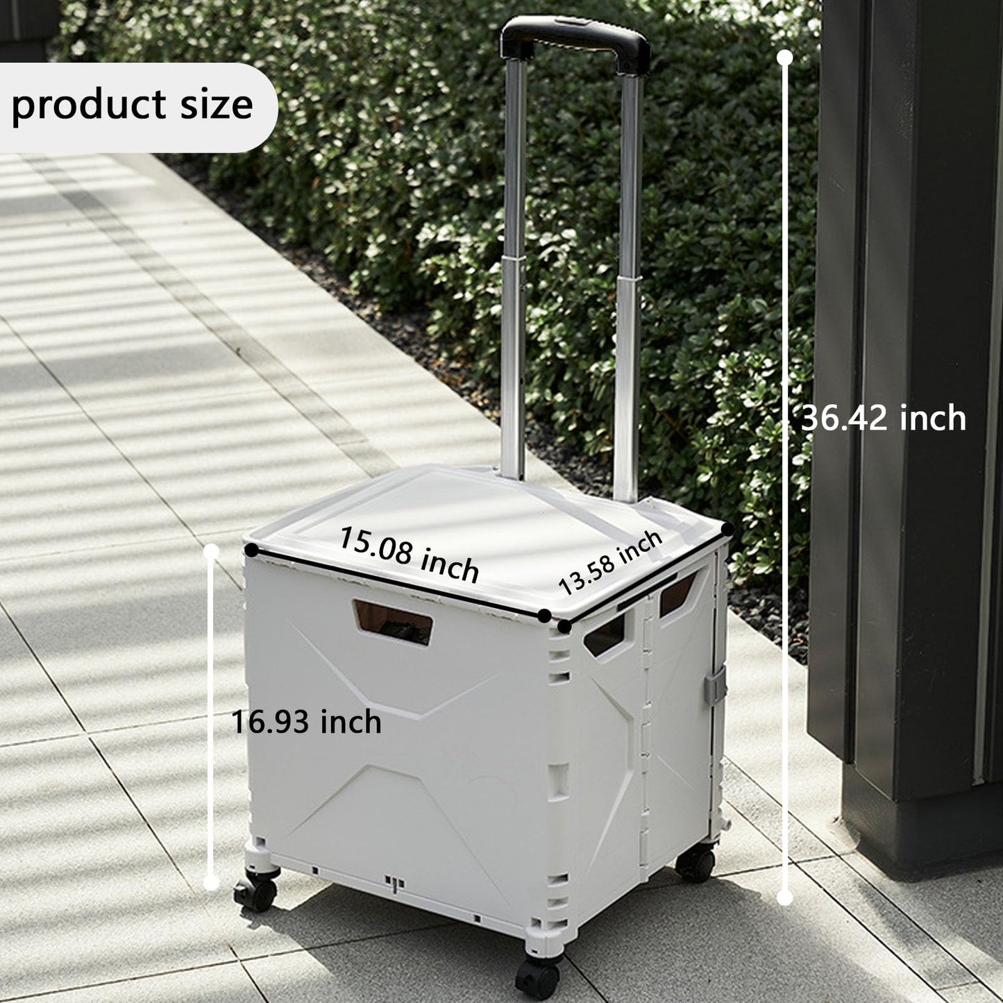 QIYUNI Collapsible Rolling Crate on Wheels for Teachers - Heavy Duty Plastic Teacher Tote Basket with Capacity, Durable Wheels, and Multi-Functional Design for Classroom, Shopping, or Travel (White)