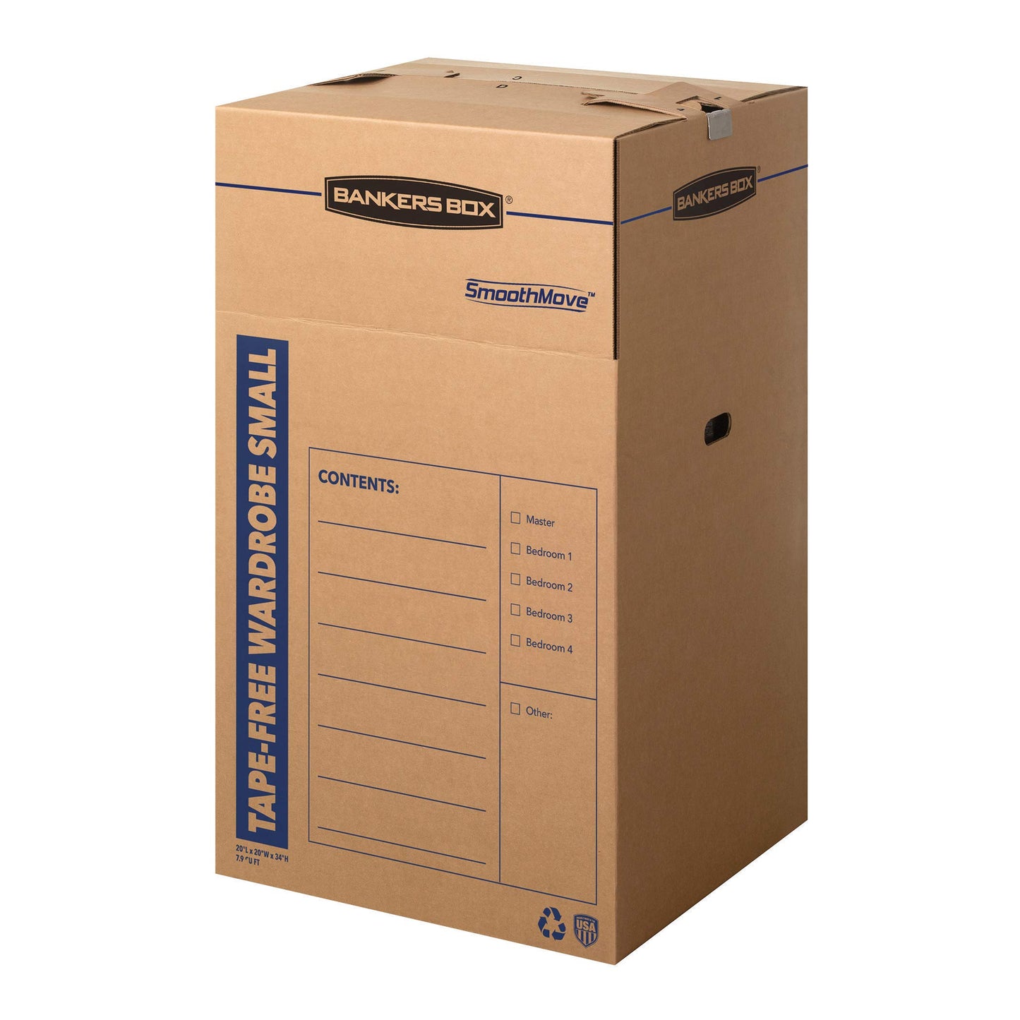 Bankers Box Short Wardrobe Box 3 Pack, Tape-Free Design, 20-in x 20-in x 34-in (7710401)