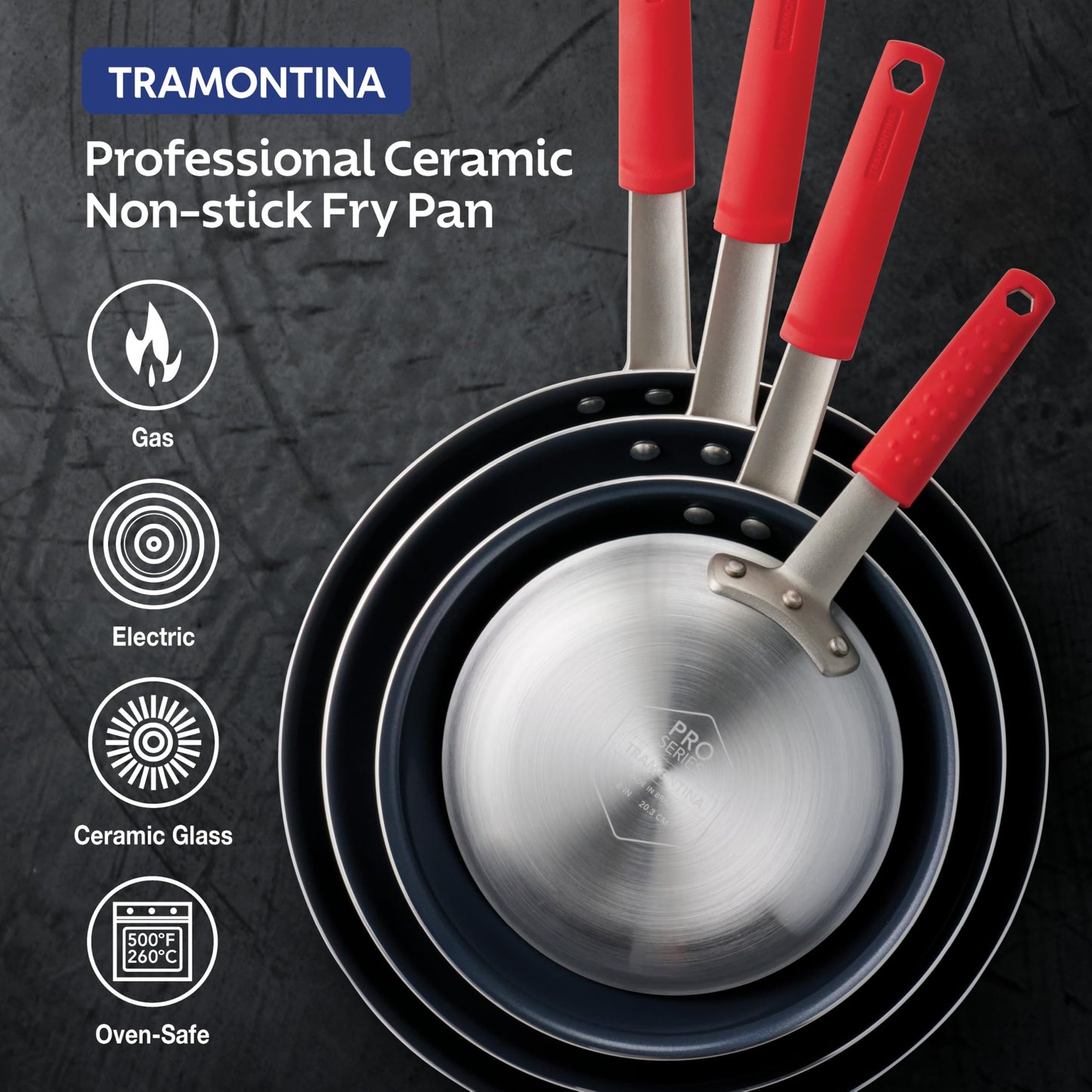 Tramontina Professional 8-Inch Ceramic Non Stick Small Frying Pan, Heavy-Gauge Aluminum Skillet with Ceramic Nonstick Coating, Dishwasher and Oven Safe, Black