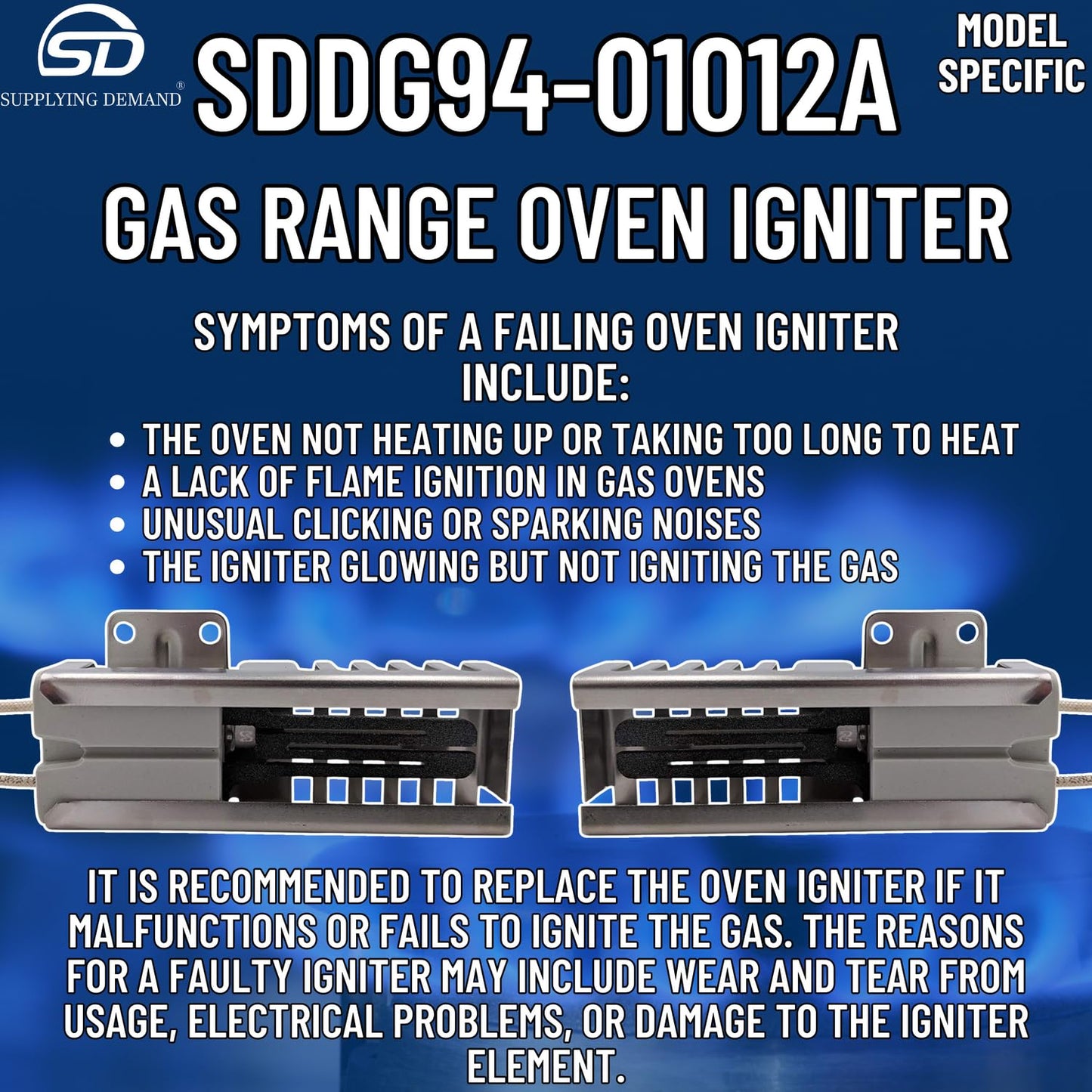 Supplying Demand DG94-01012A 4011538 Gas Range Oven Igniter Replacement Model Specific Not Universal