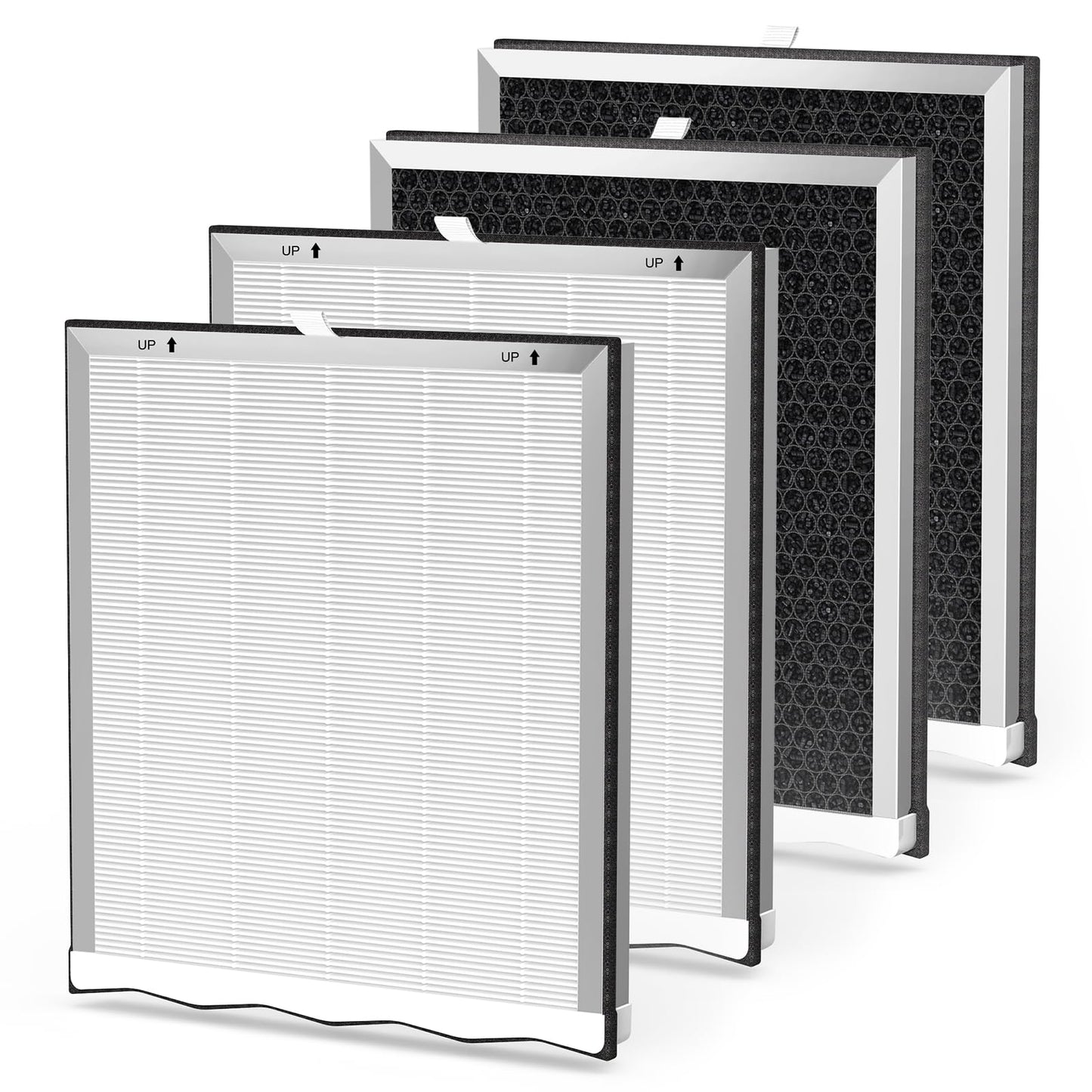 Extolife APH4000 Air Purifier Filter Replacement for KNKA APH4000, 4 Pack H13 True HEPA Filters with Activated Carbon for Smoke Dust Pet Dander Hair, Part No. APH4000LX